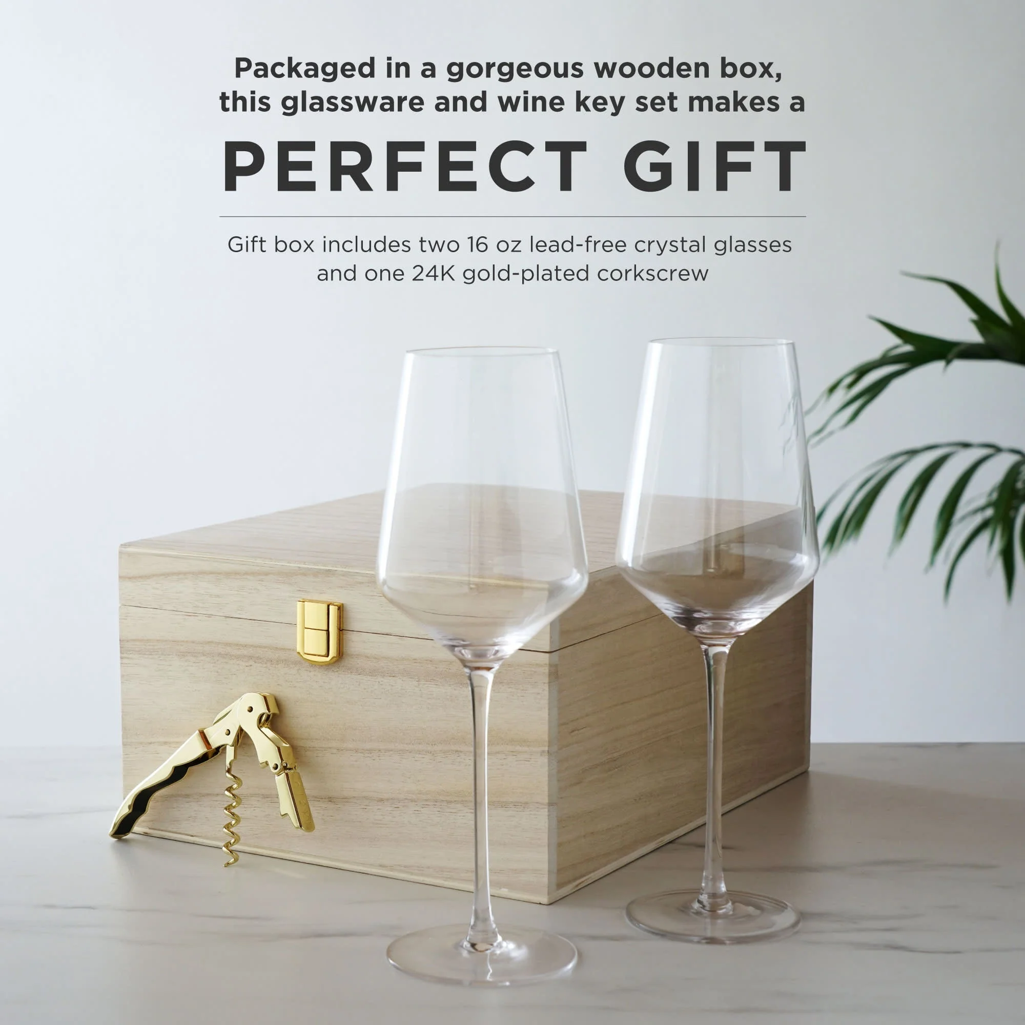 Crystal Bordeaux Glasses & Gold Corkscrew Gift Box Set - Image 5