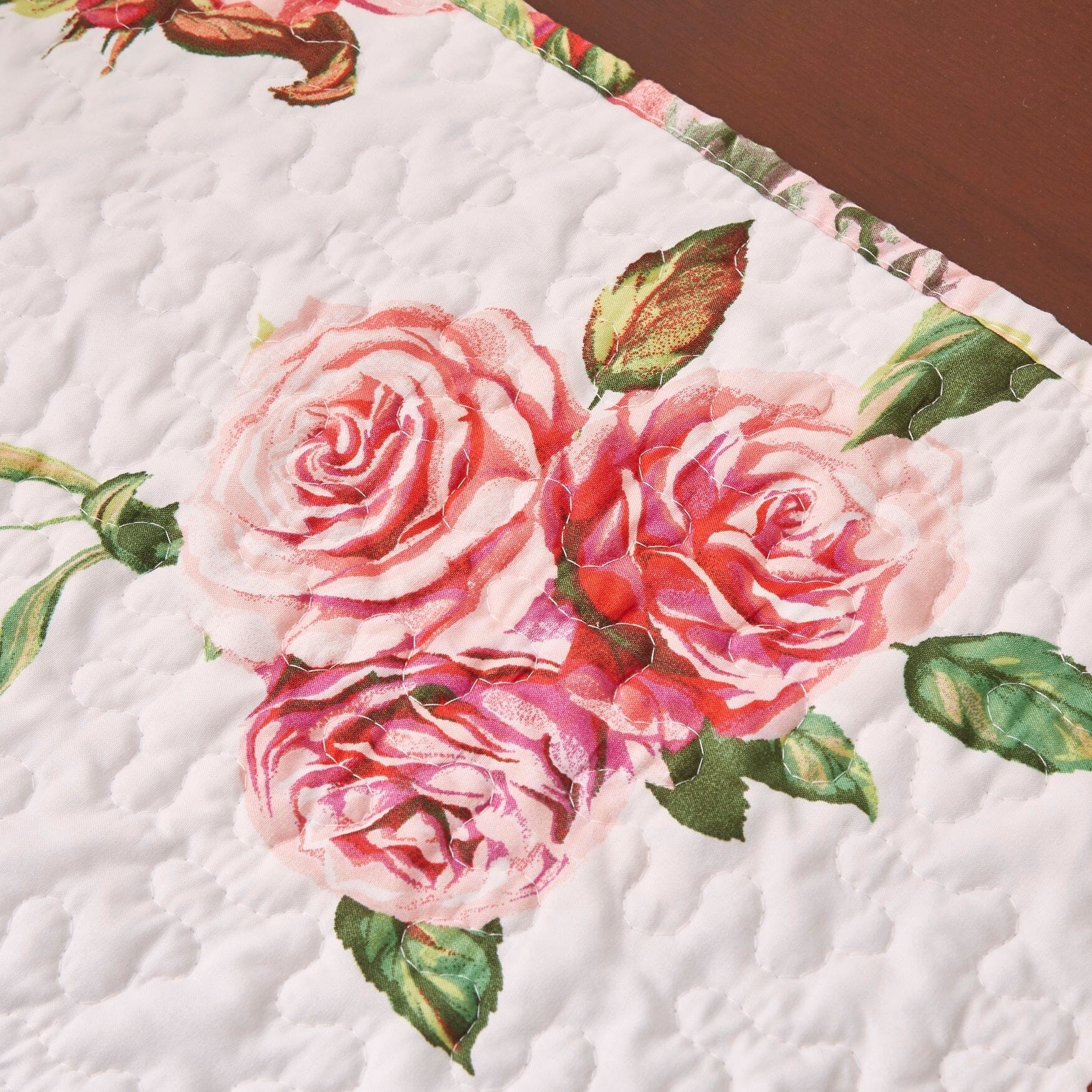 Set of 4 - Pink Floral, Roses Quilted Dining Placemats - Image 11