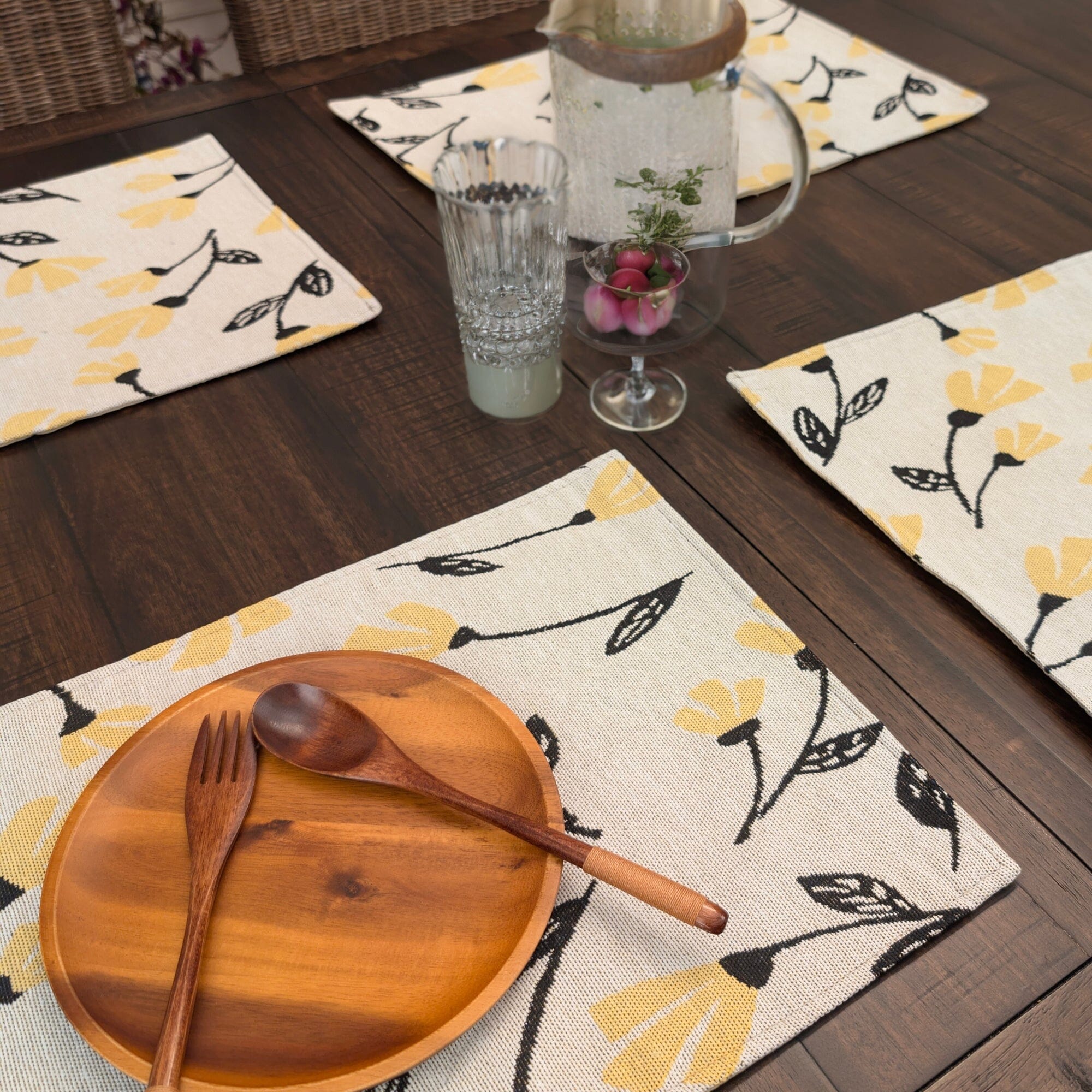 Set of 4-Pieces Sunshine Yellow Dining Table Placemats - Image 9