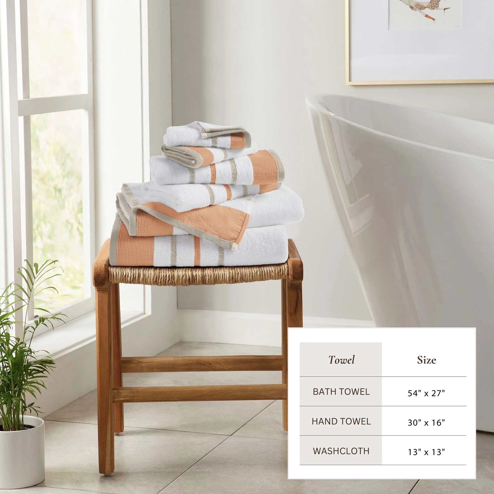 Decorative Cotton Stripe Bath Towel Set - Noelle Collection - Image 100