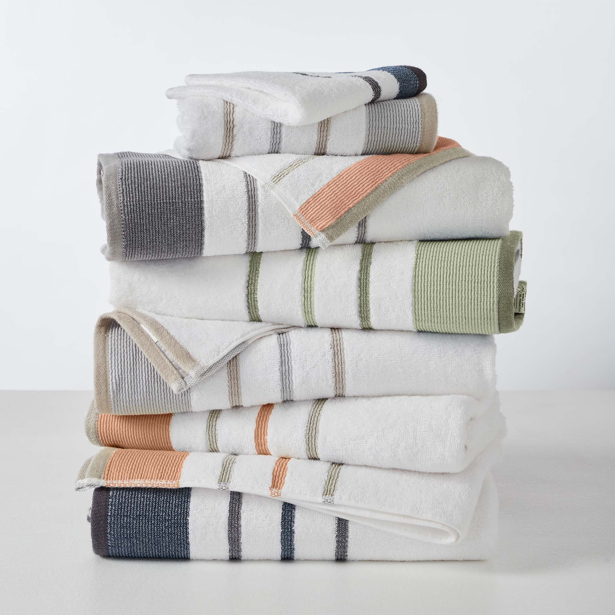 Decorative Cotton Stripe Bath Towel Set - Noelle Collection - Image 132