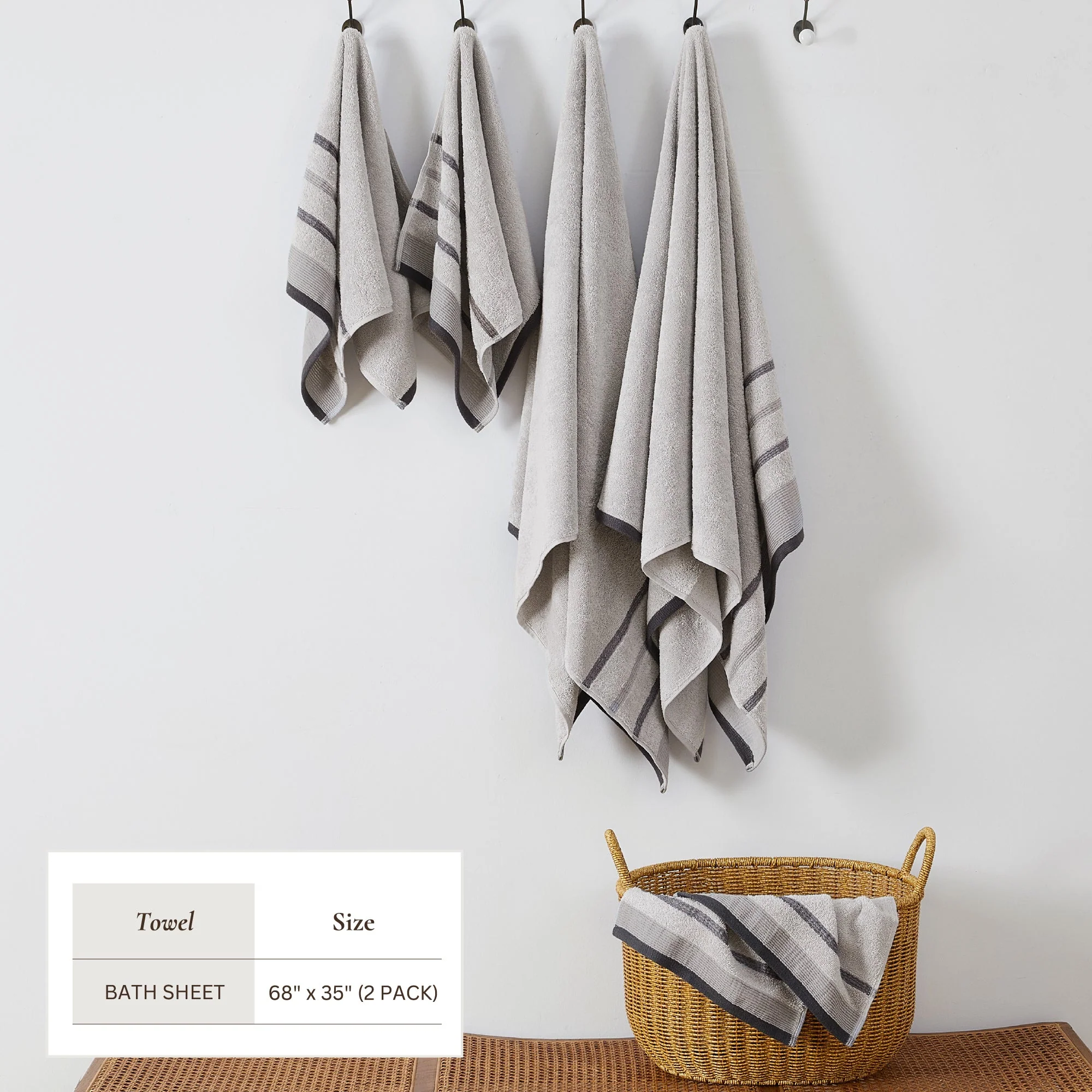 Decorative Cotton Stripe Bath Towel Set - Noelle Collection - Image 202