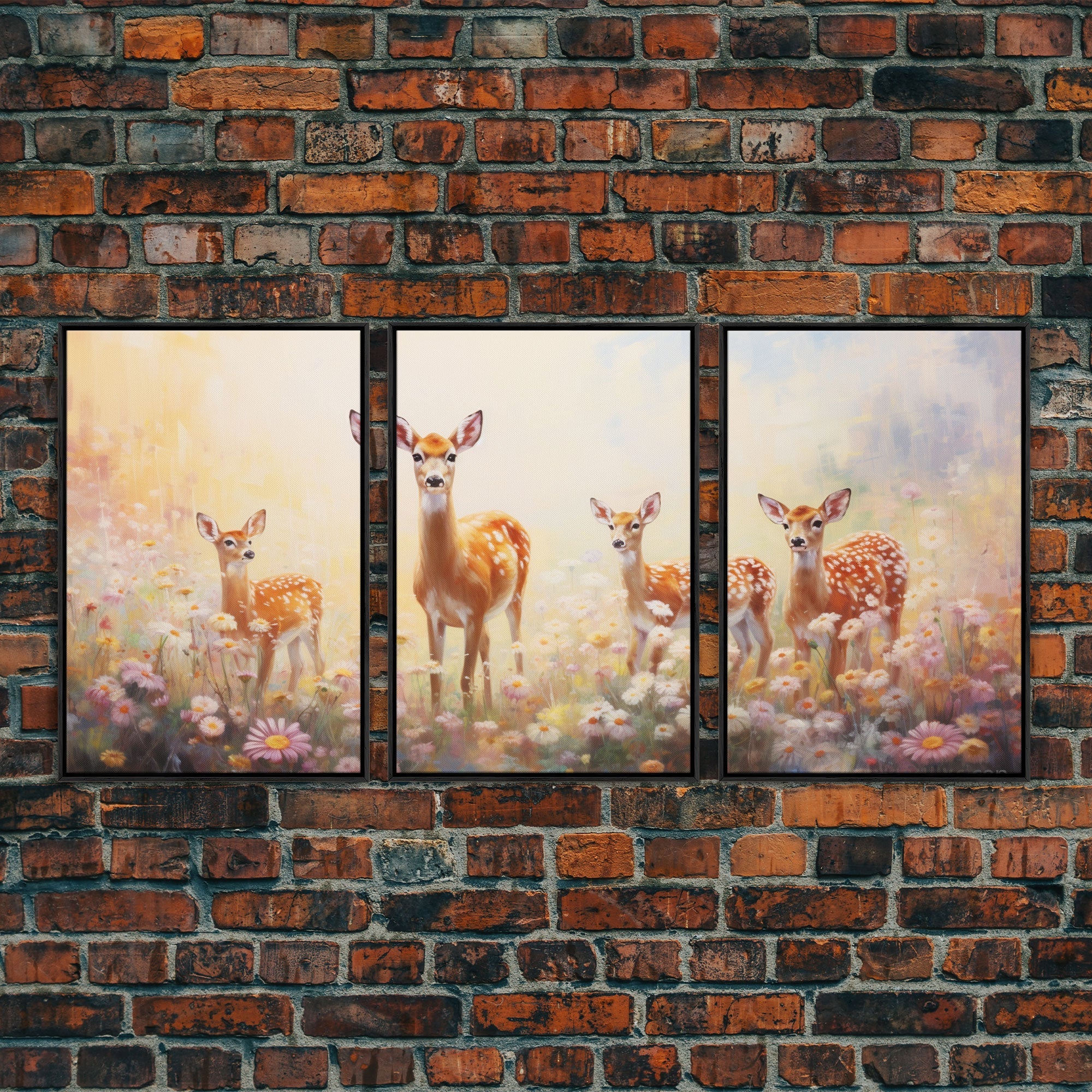 Deer Wall Art, Canvas Print, 3 Piece Wall Art - Image 3