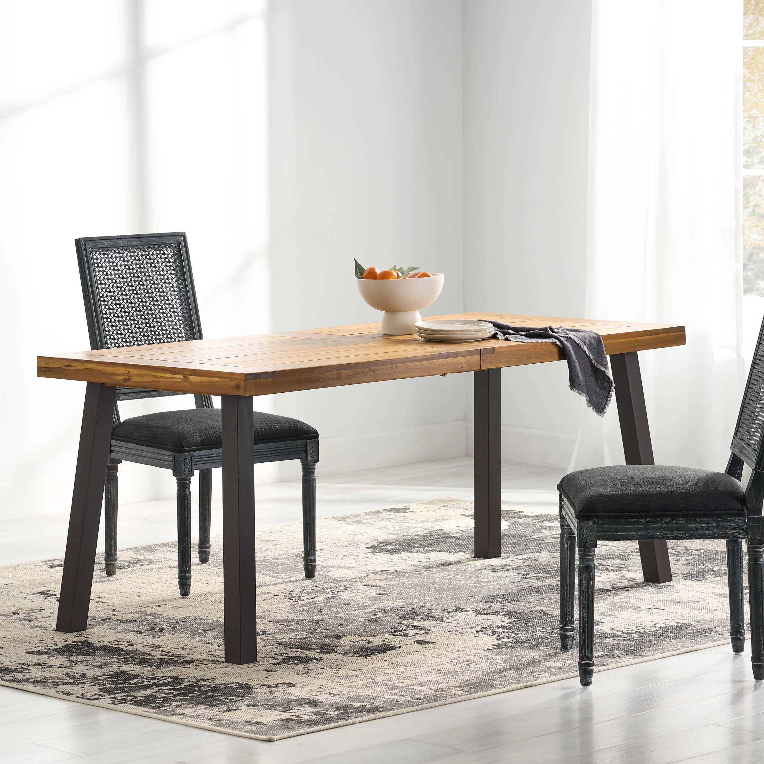 Della Acacia Wood Dining Table with Rustic Metal, Brown, Grey - Image 10