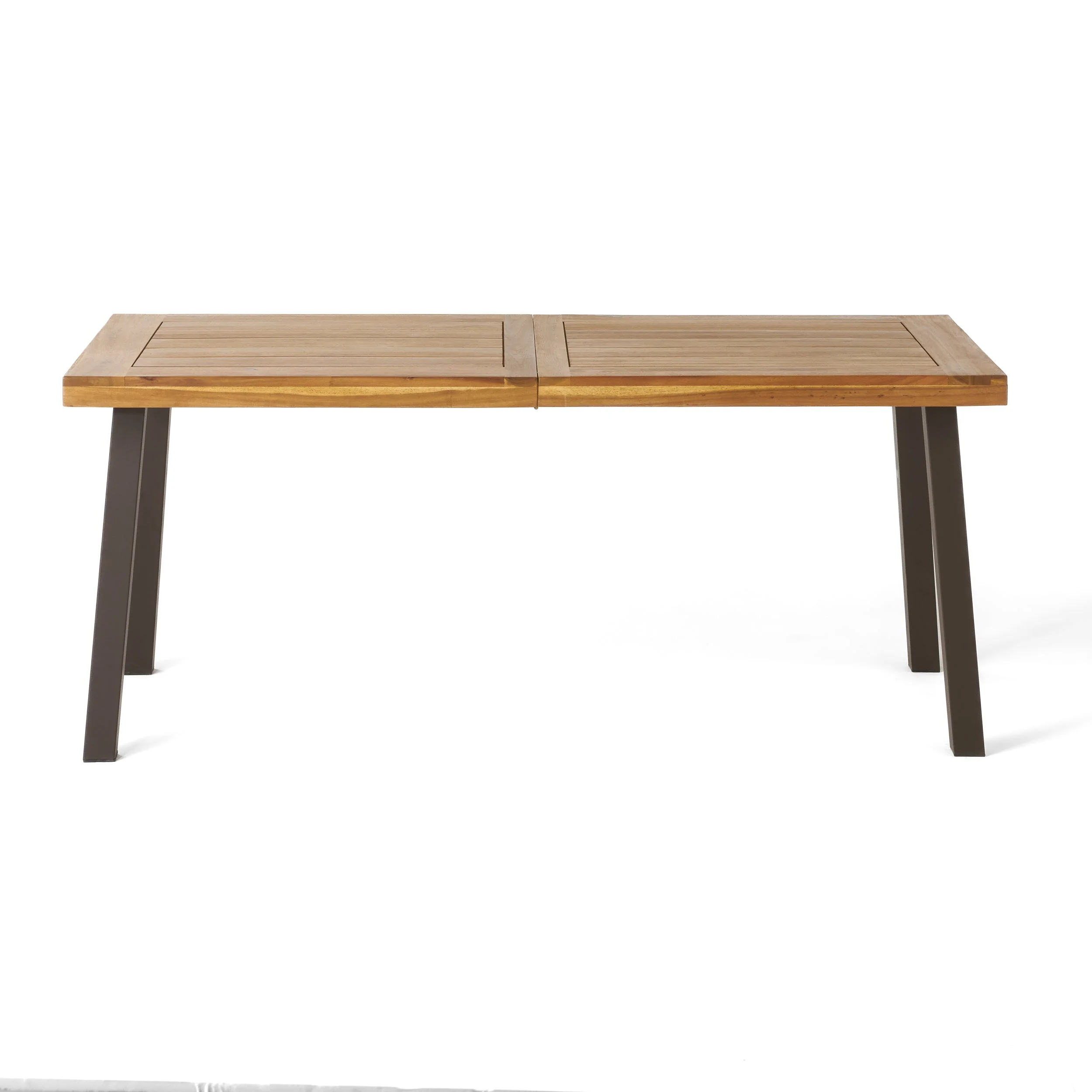 Della Acacia Wood Dining Table with Rustic Metal, Brown, Grey - Image 4