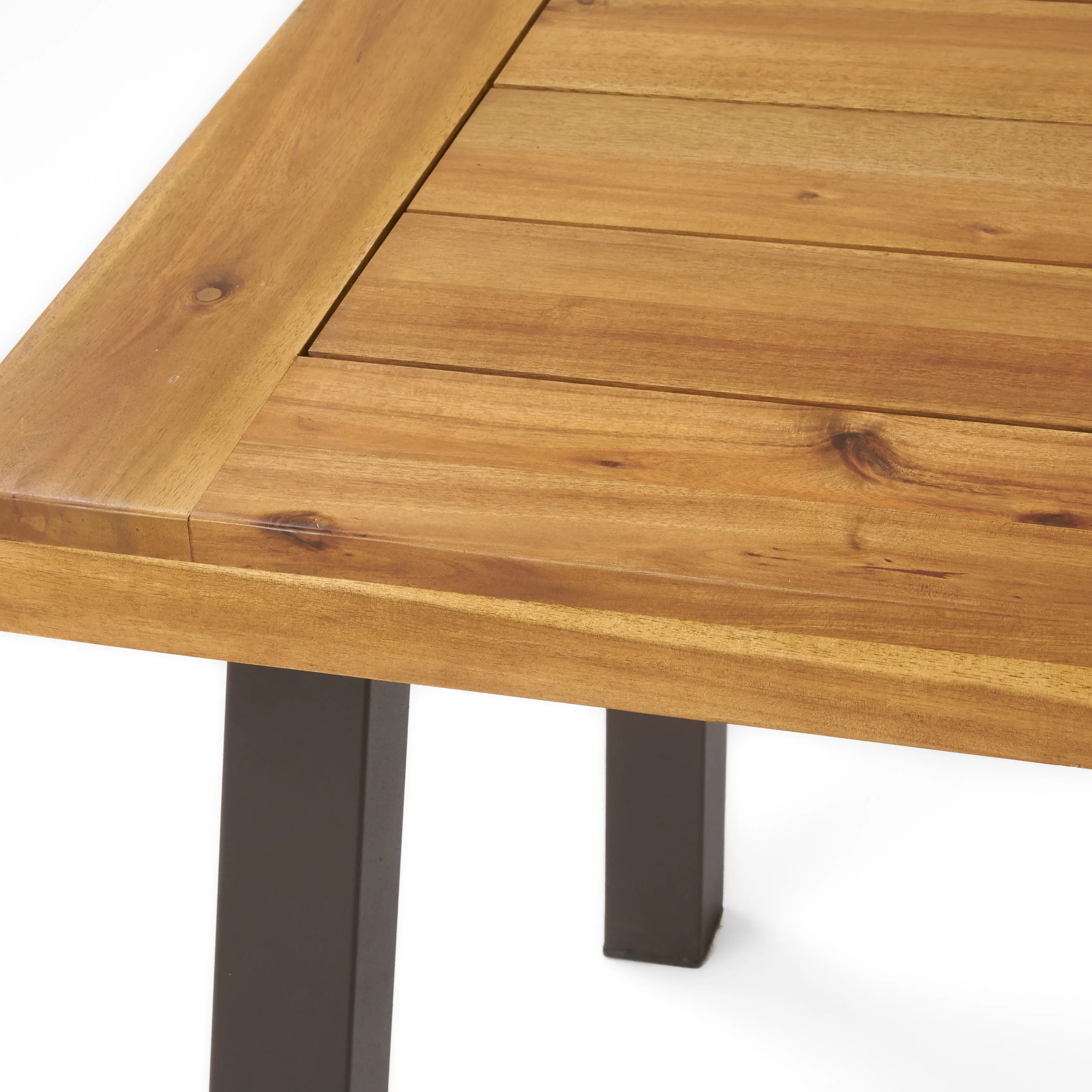 Della Acacia Wood Dining Table with Rustic Metal, Brown, Grey - Image 5