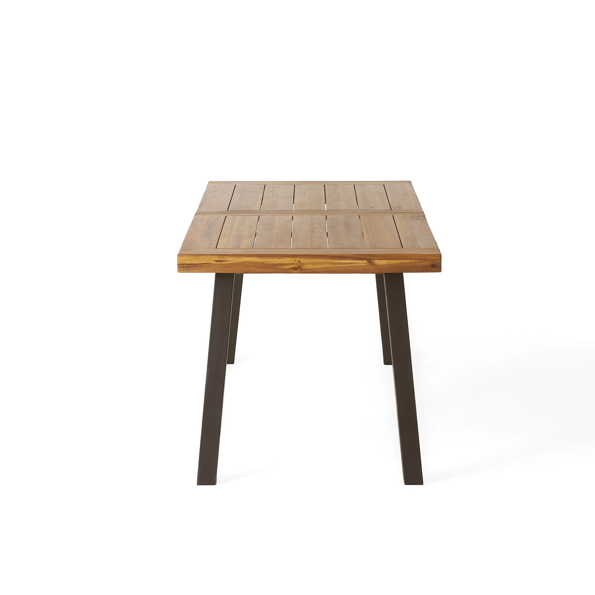 Della Acacia Wood Dining Table with Rustic Metal, Brown, Grey - Image 9