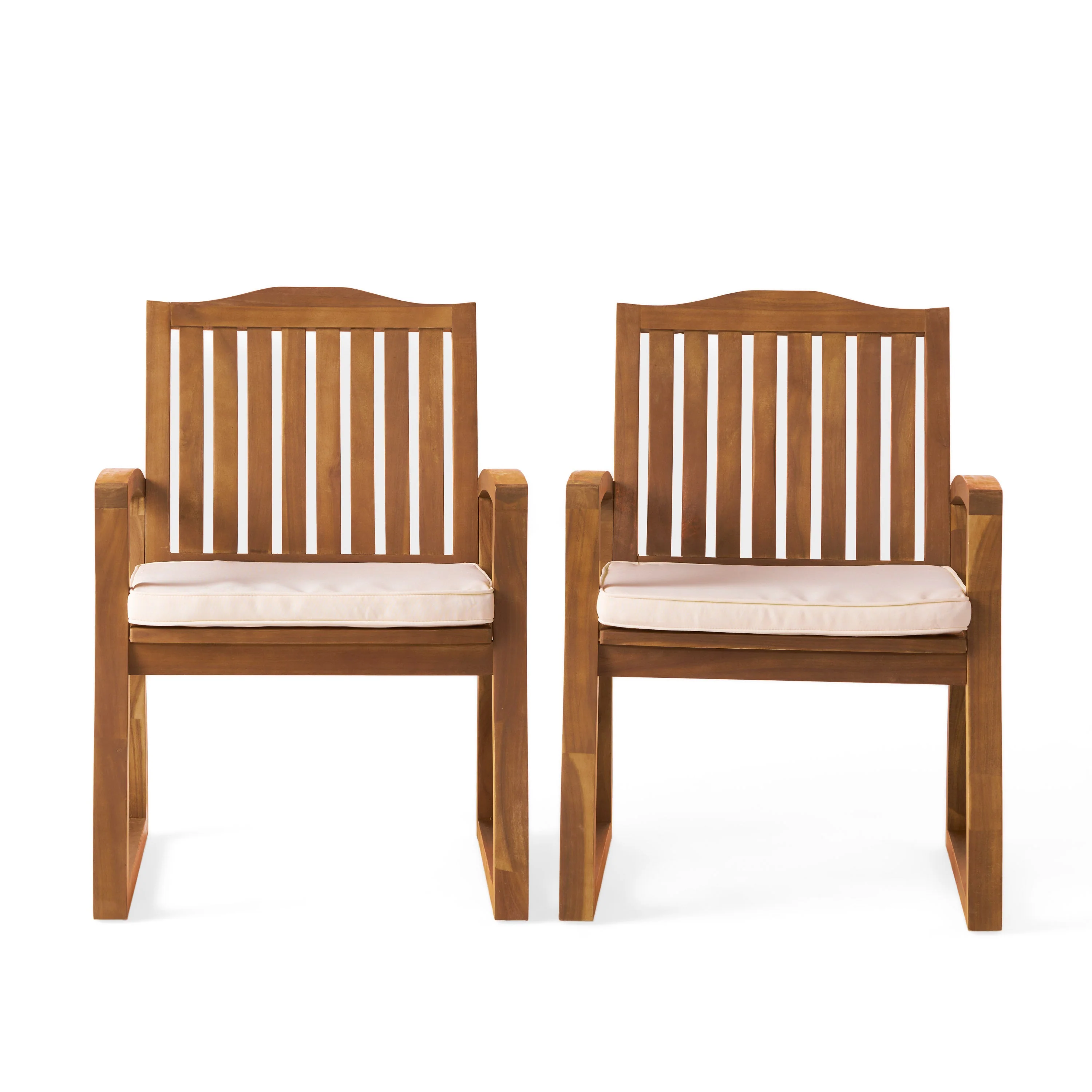 Set of 2 Outdoor Dining Chairs, Cream - Image 5