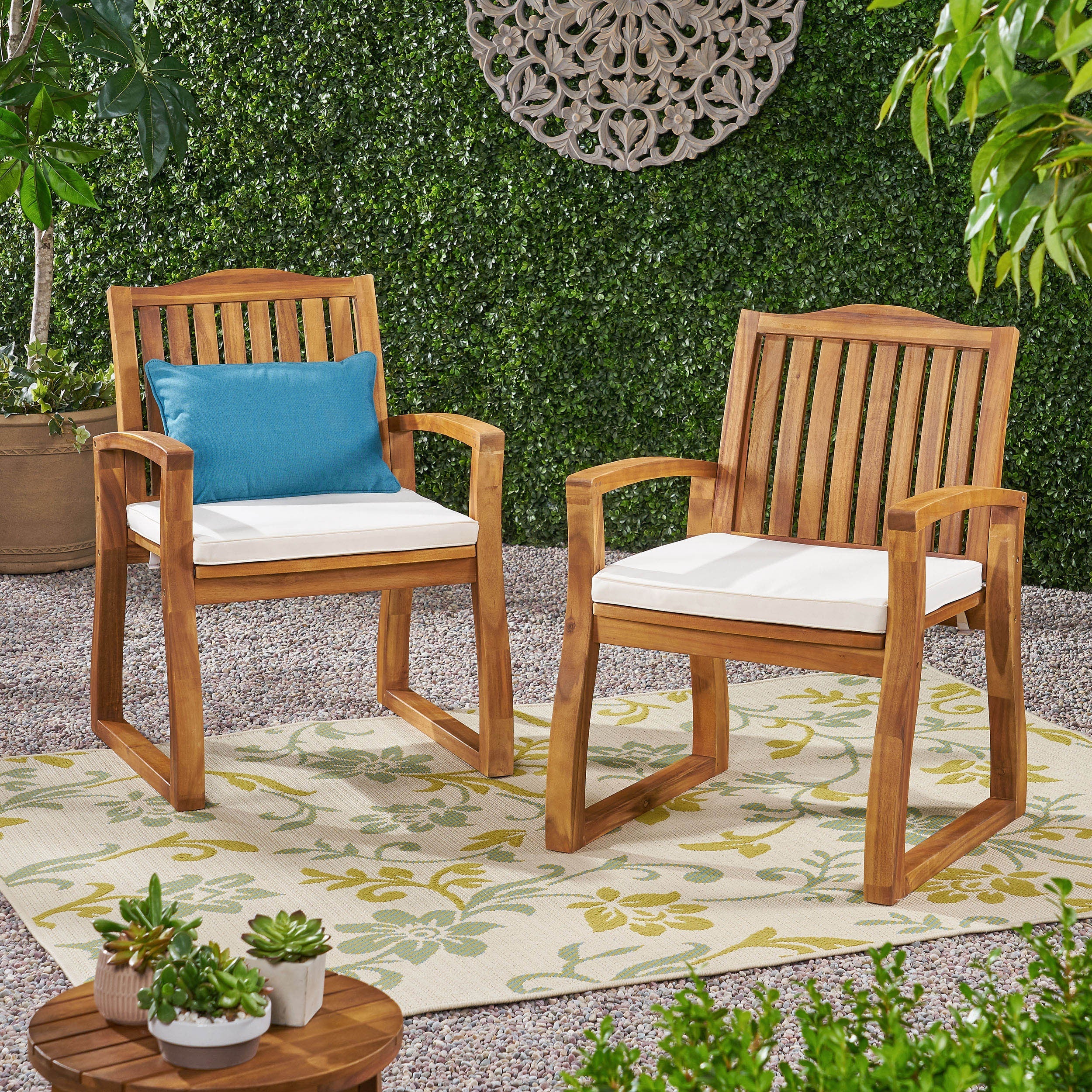 Set of 2 Outdoor Dining Chairs, Cream - Image 6