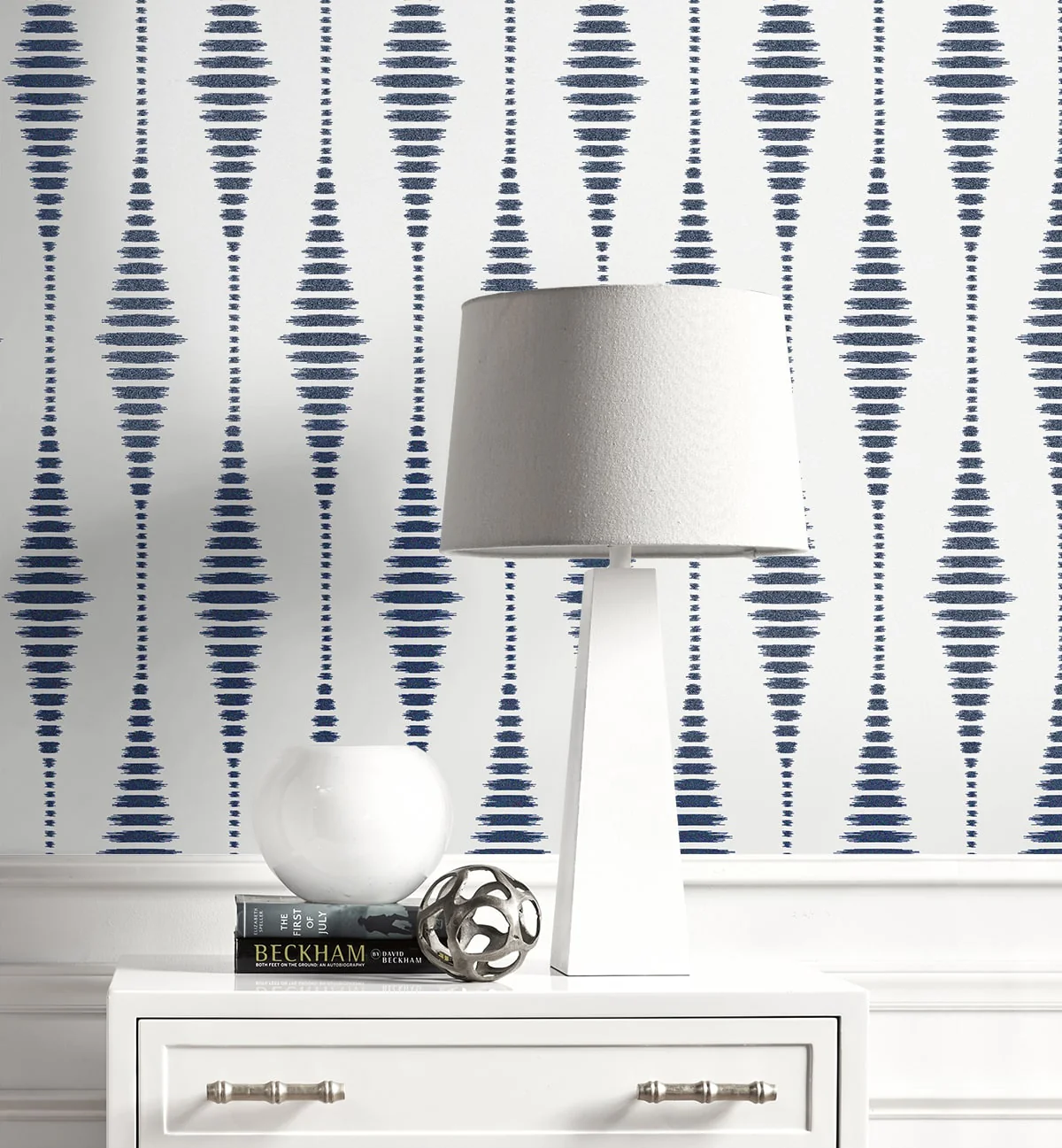 Diamond Stripe Glass Beaded Geometric Unpasted Wallpaper - Image 11