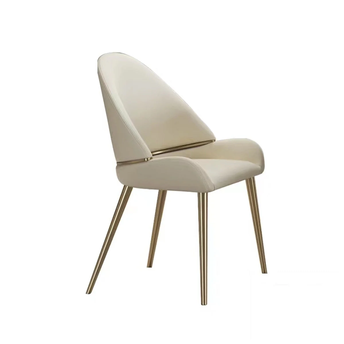 Dining Chair with PU Leather, Beige (Set of 2) - Image 3
