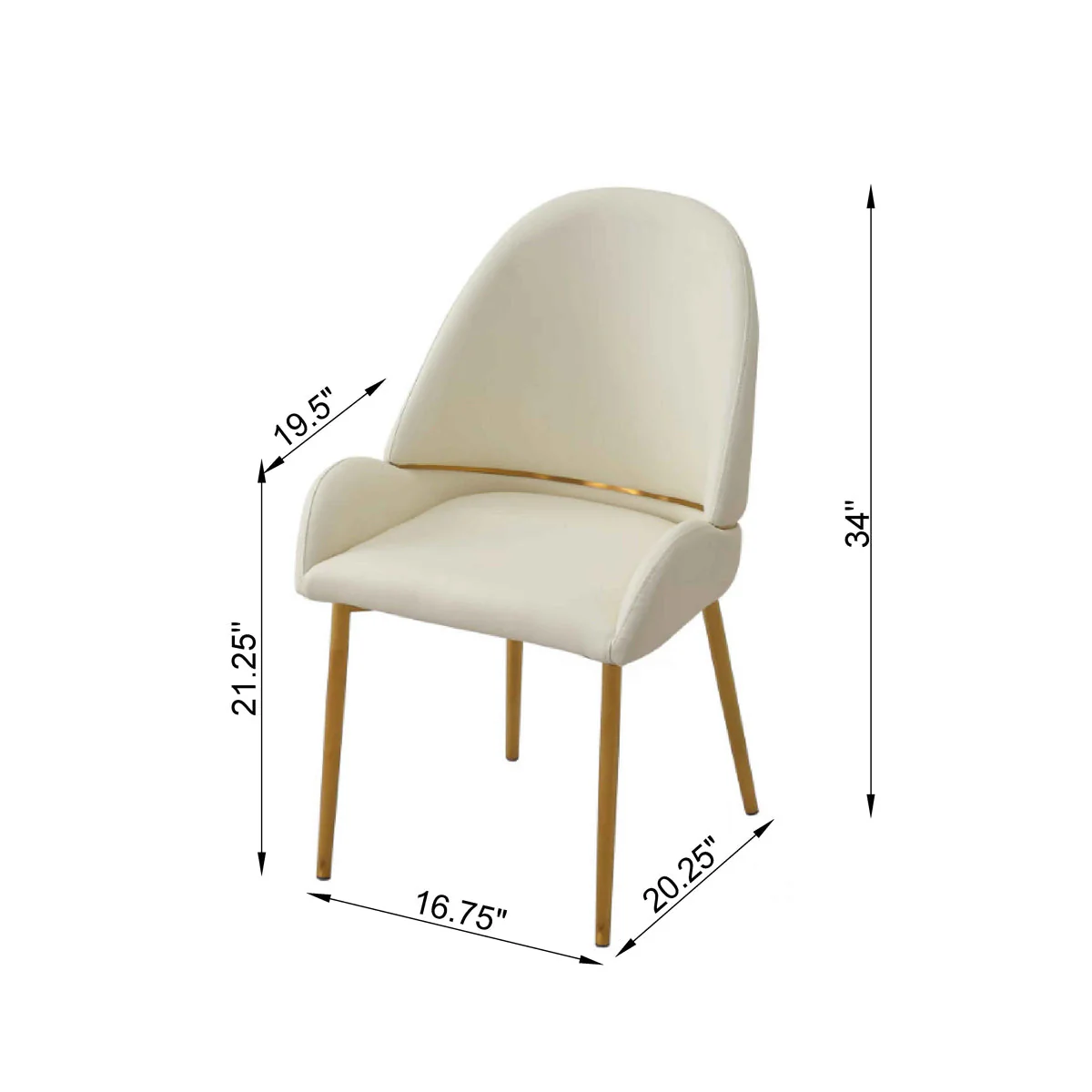 Dining Chair with PU Leather, Beige (Set of 2) - Image 4