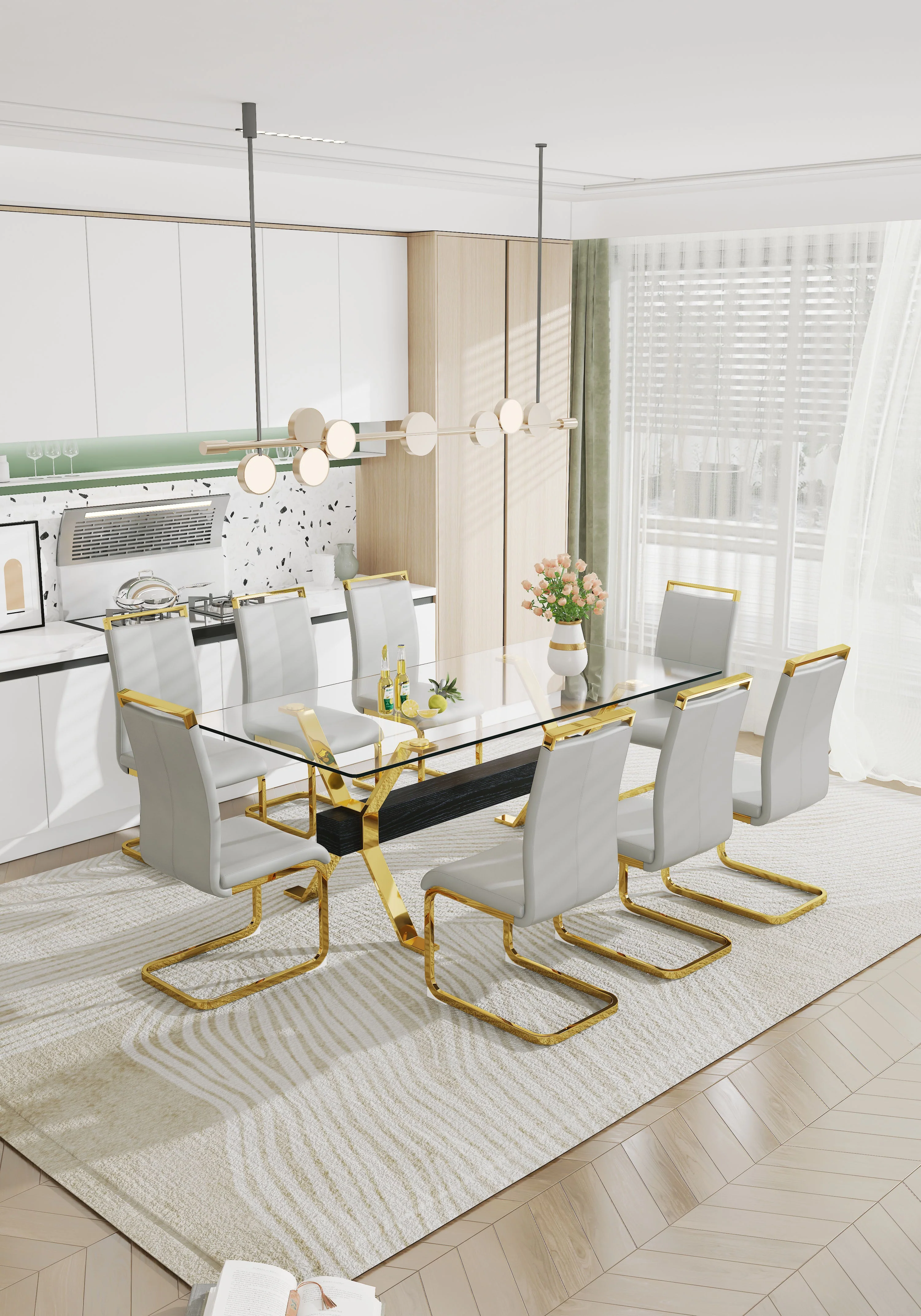 Modern Tempered Glass Dining Table - Image 10