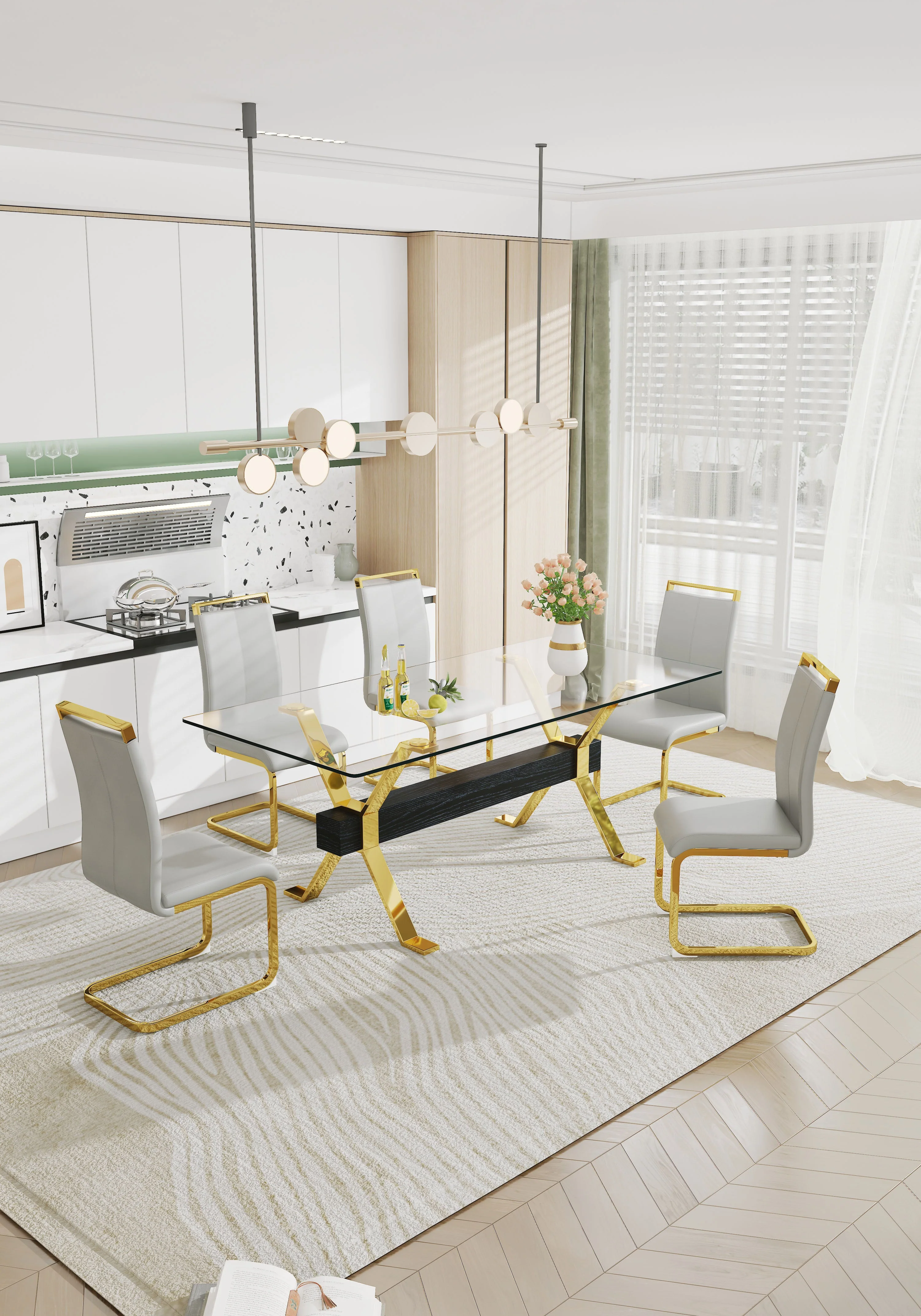 Modern Tempered Glass Dining Table - Image 12