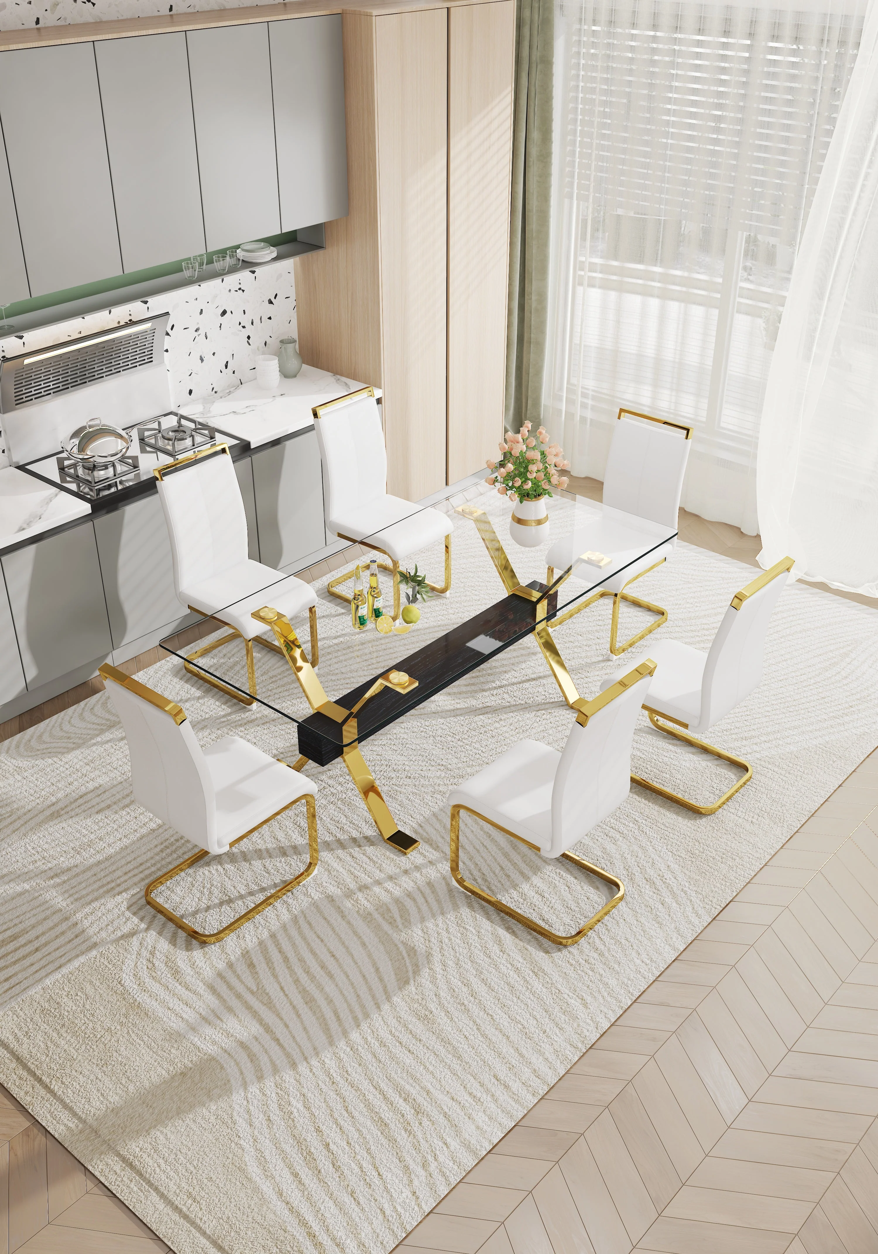 Modern Tempered Glass Dining Table - Image 17