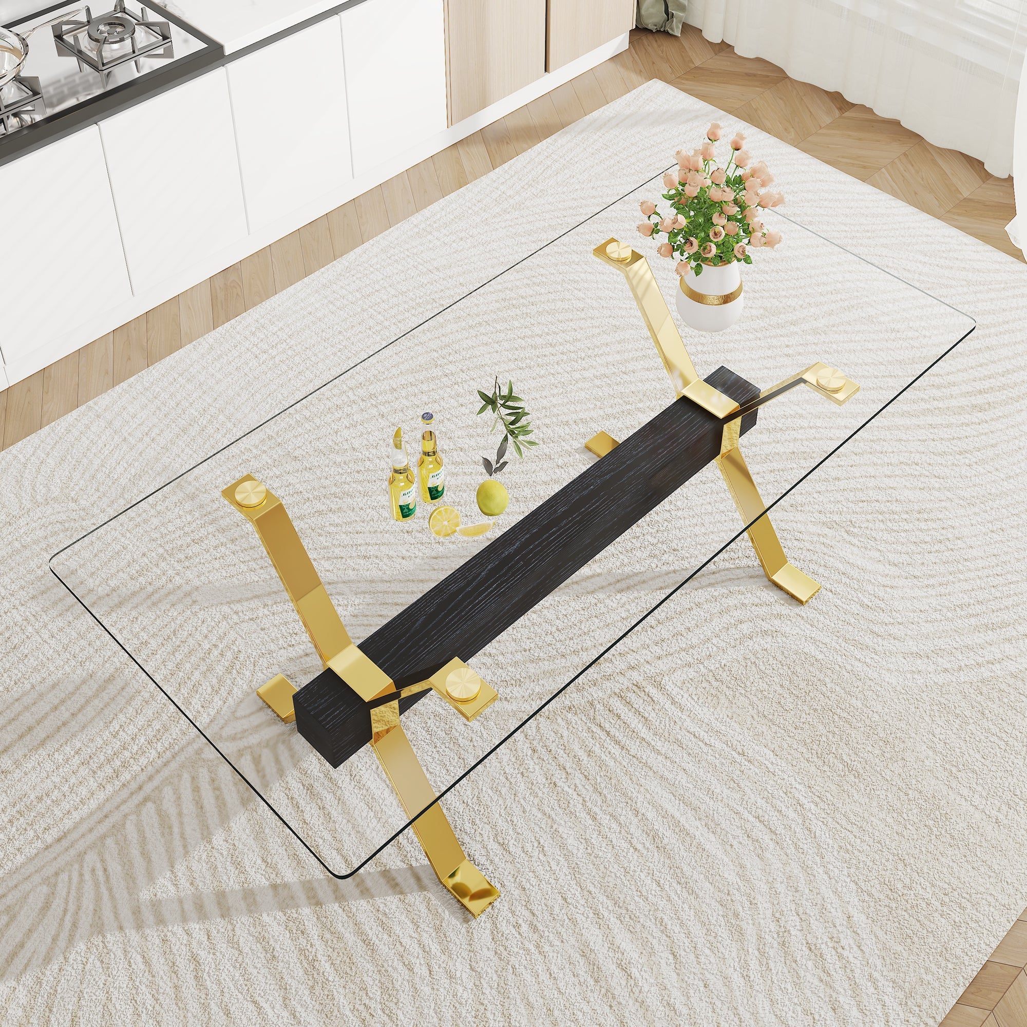 Modern Tempered Glass Dining Table - Image 19