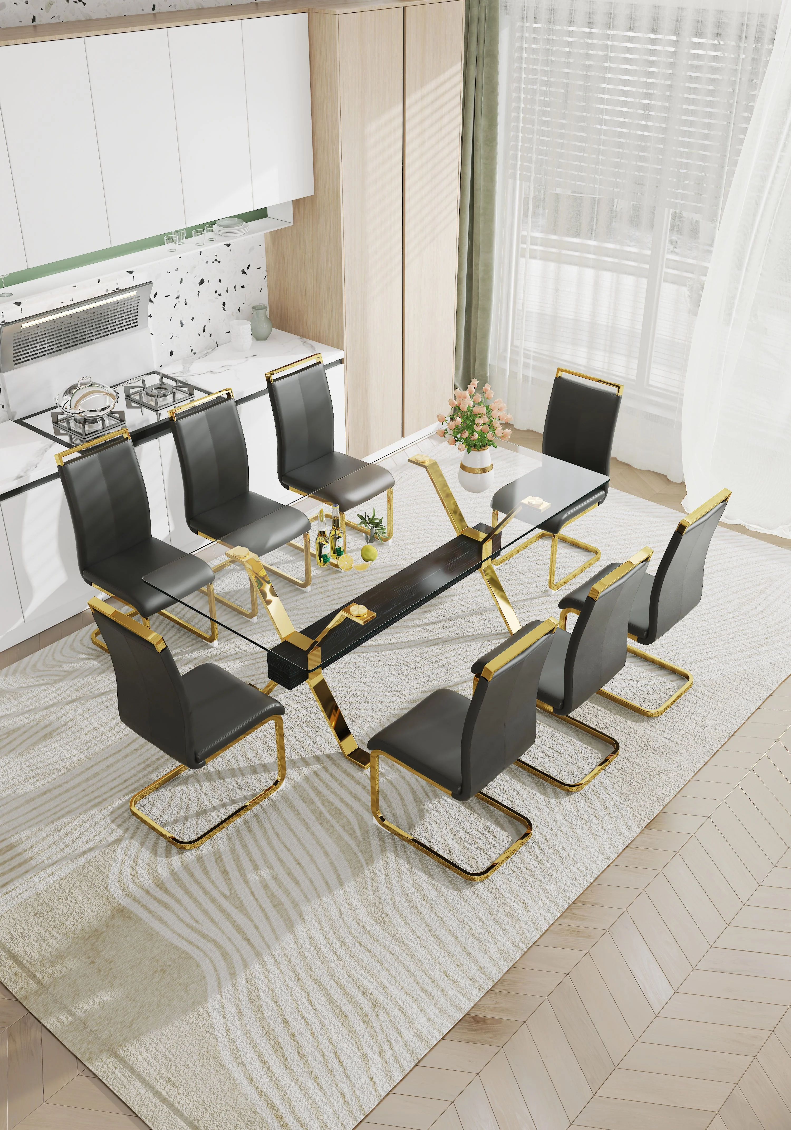 Modern Tempered Glass Dining Table - Image 8