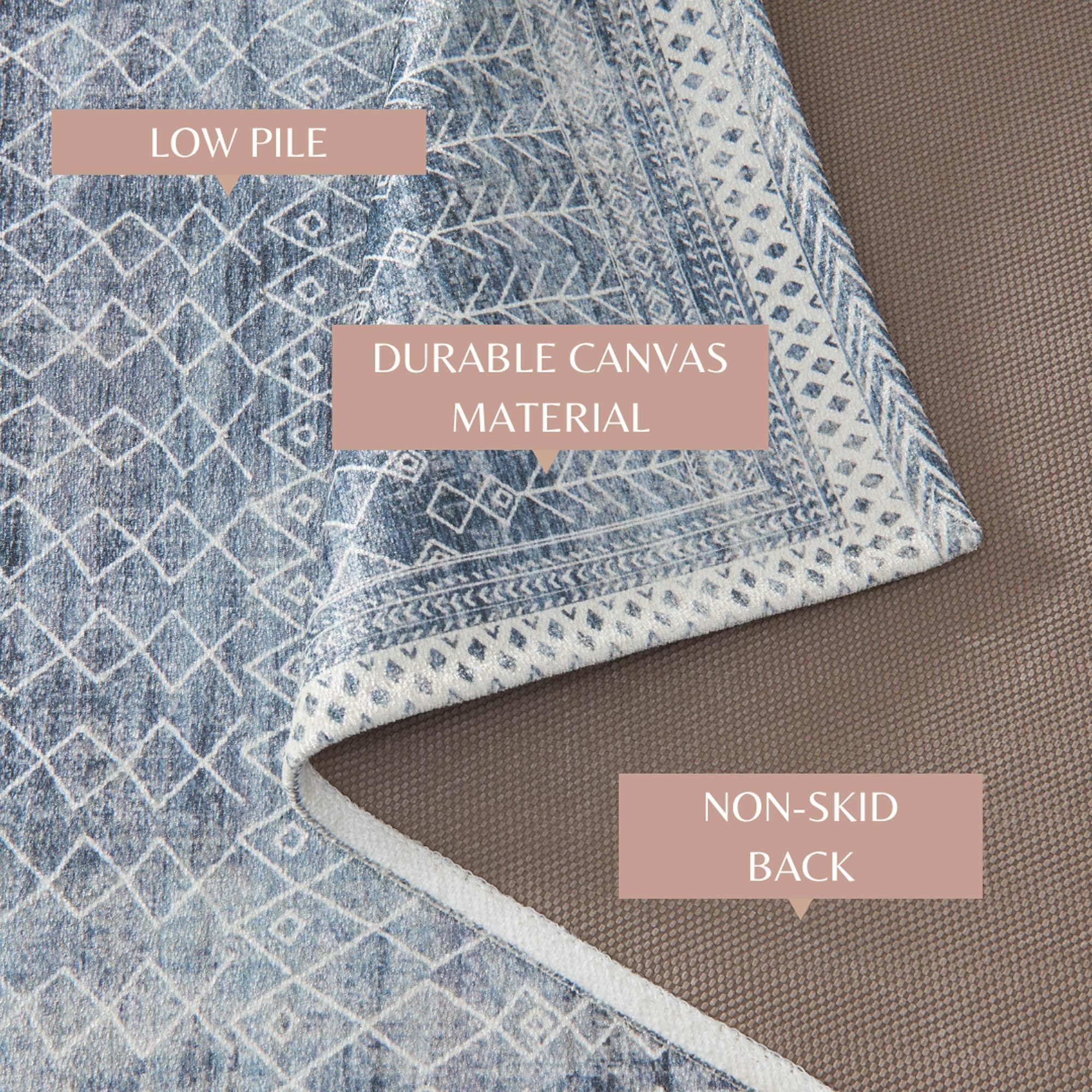 Distressed Moroccan Machine Washable Accent Area Rug 3' x 5' - Neve Collection - Image 4