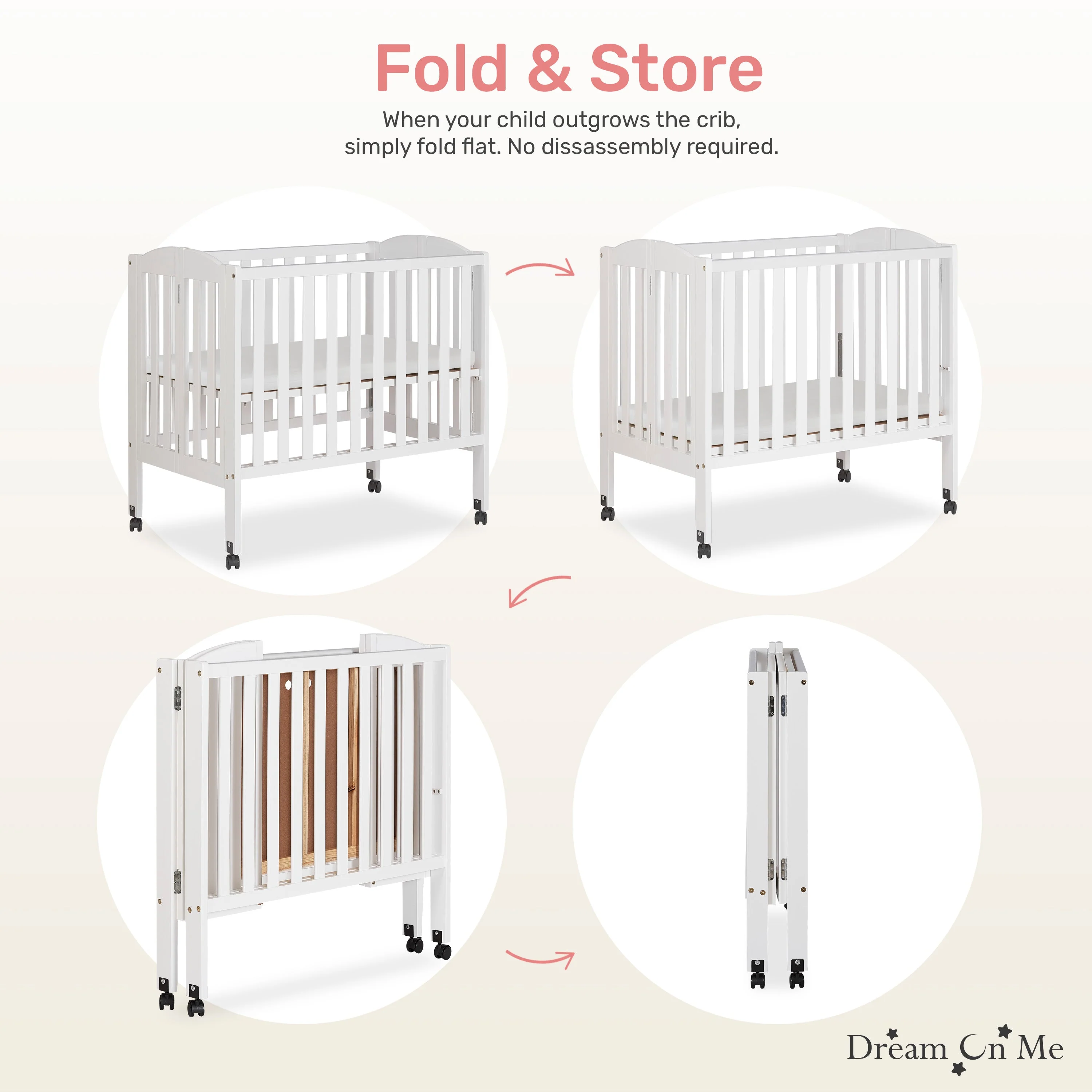 Dream On Me 2-in-1 Folding Portable Mini Crib - Image 5