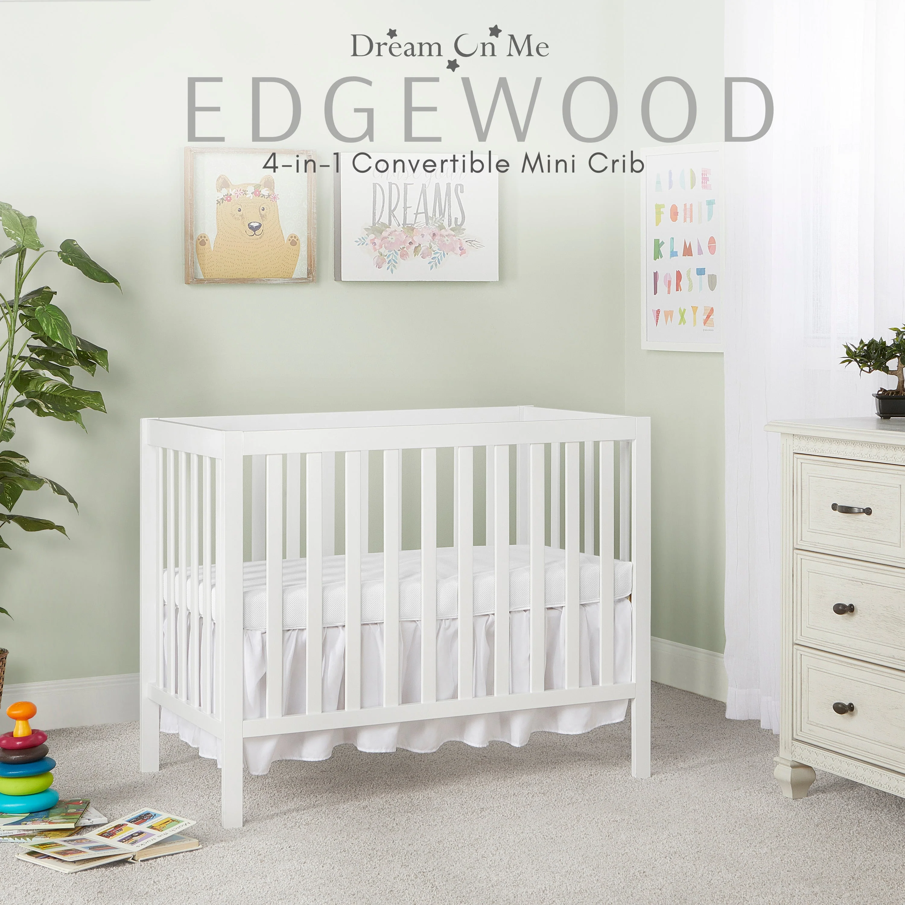 Dream On Me Edgewood 4-in-1 Convertible Mini Crib - Image 16