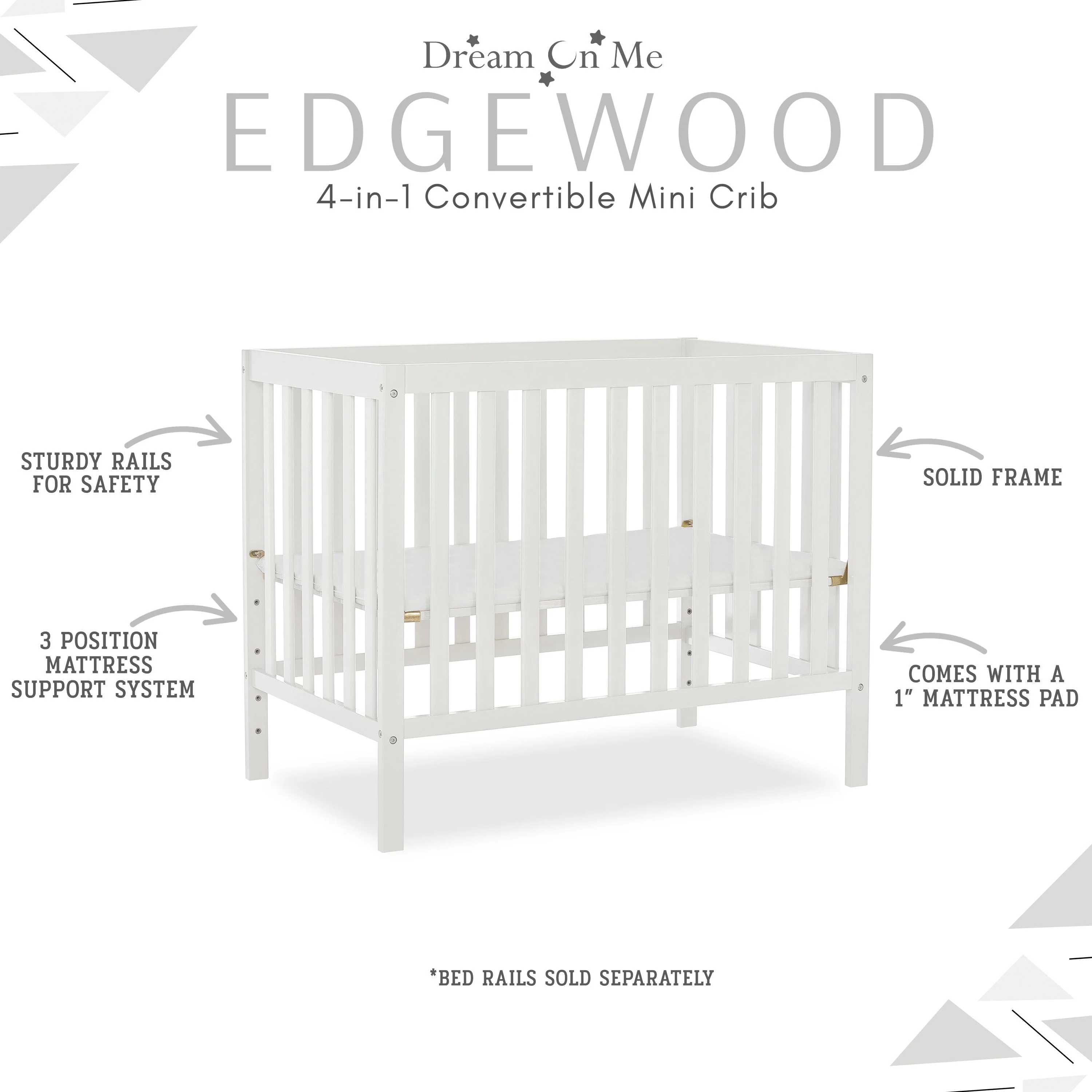 Dream On Me Edgewood 4-in-1 Convertible Mini Crib - Image 18