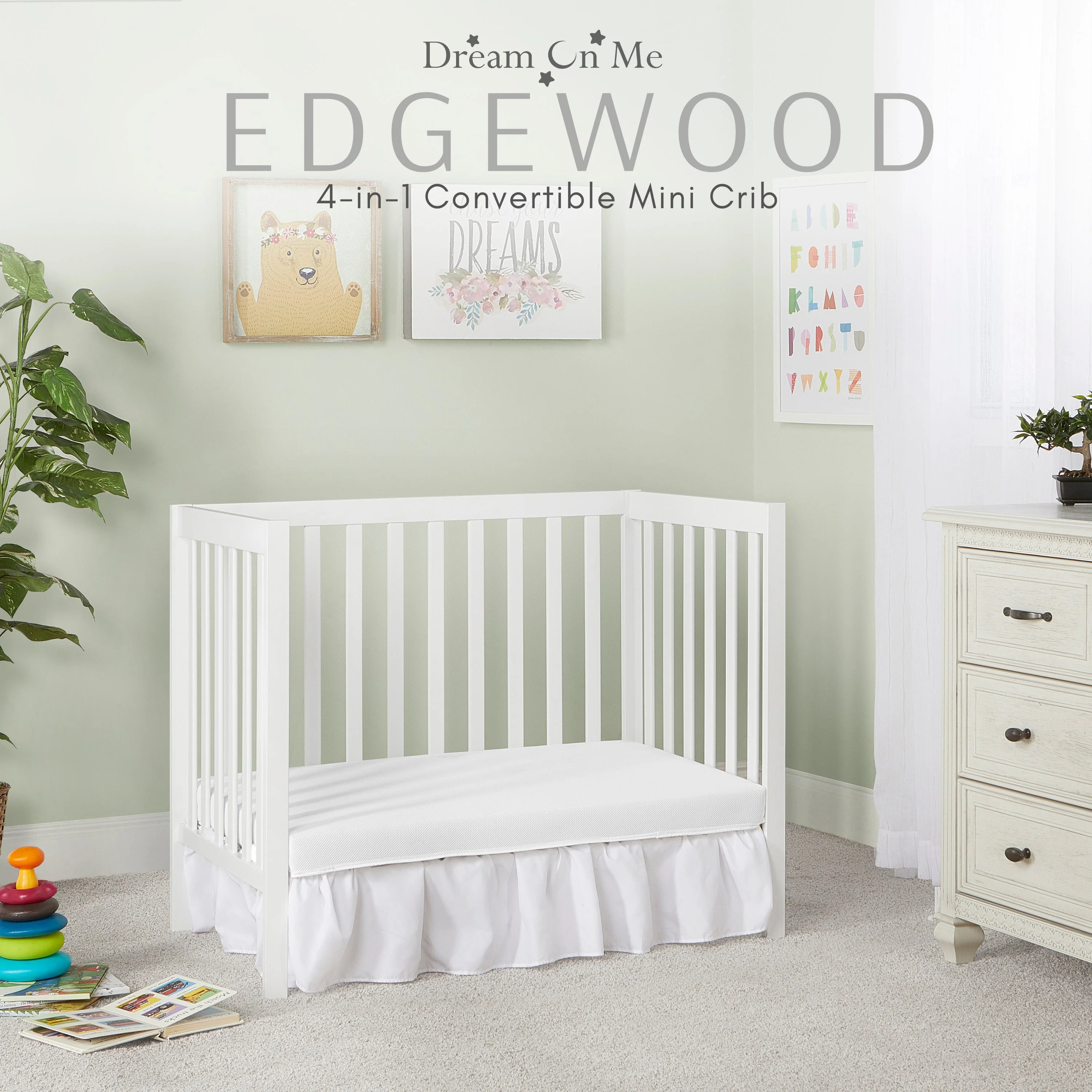 Dream On Me Edgewood 4-in-1 Convertible Mini Crib - Image 21
