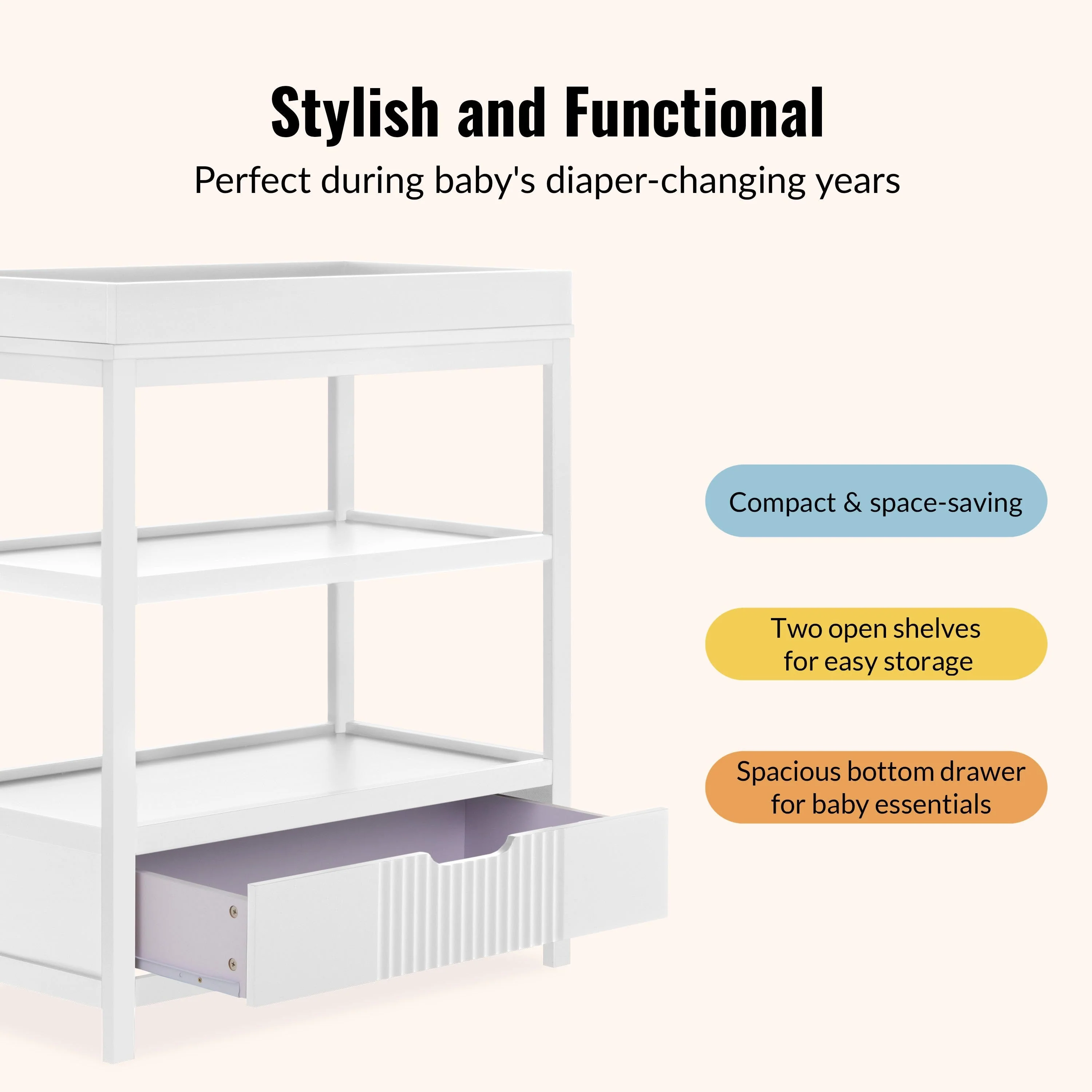 Dream On Me Ivy Baby Changing Table with Storage - Image 4
