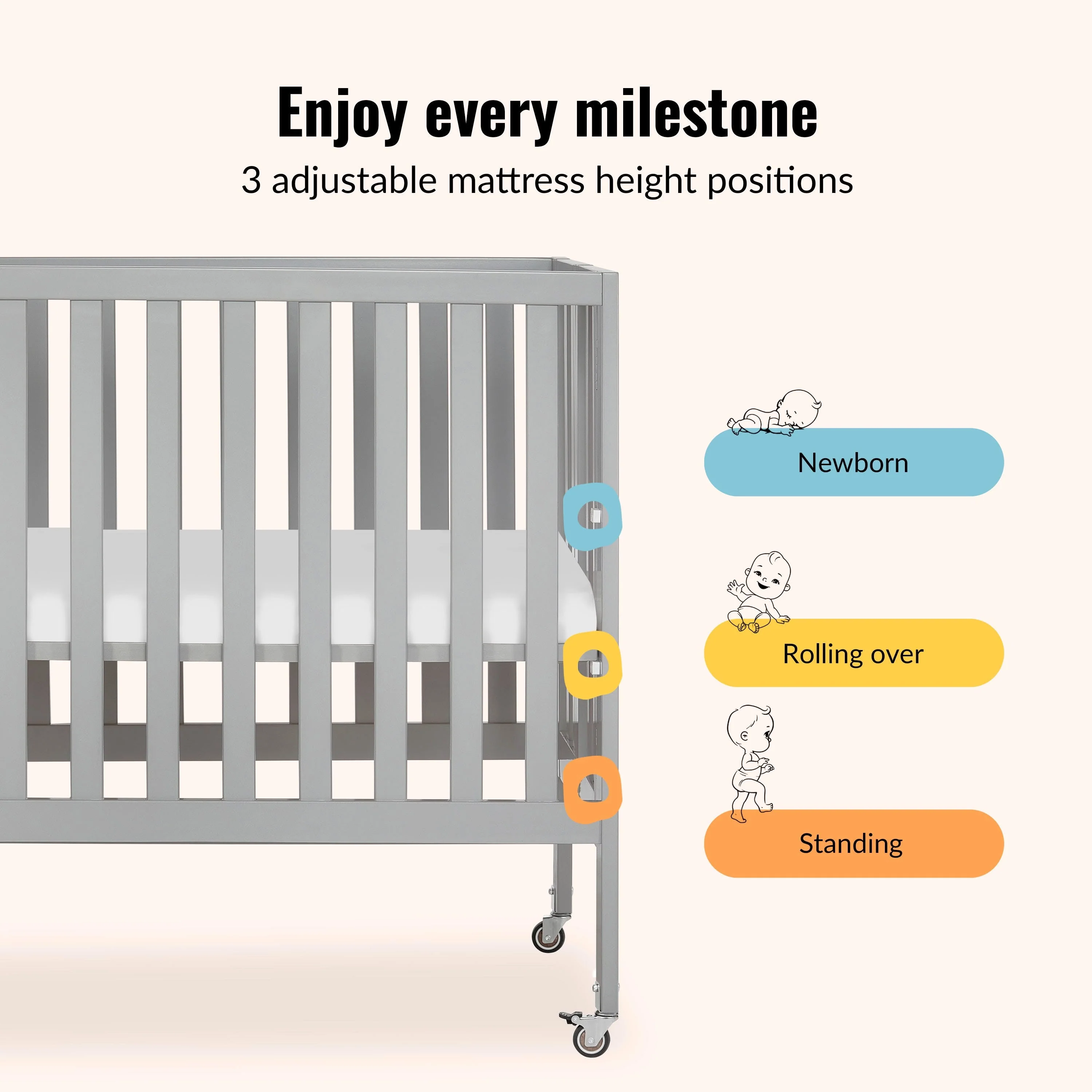 Dream On Me Jett Non Full Size Folding Crib - Image 23