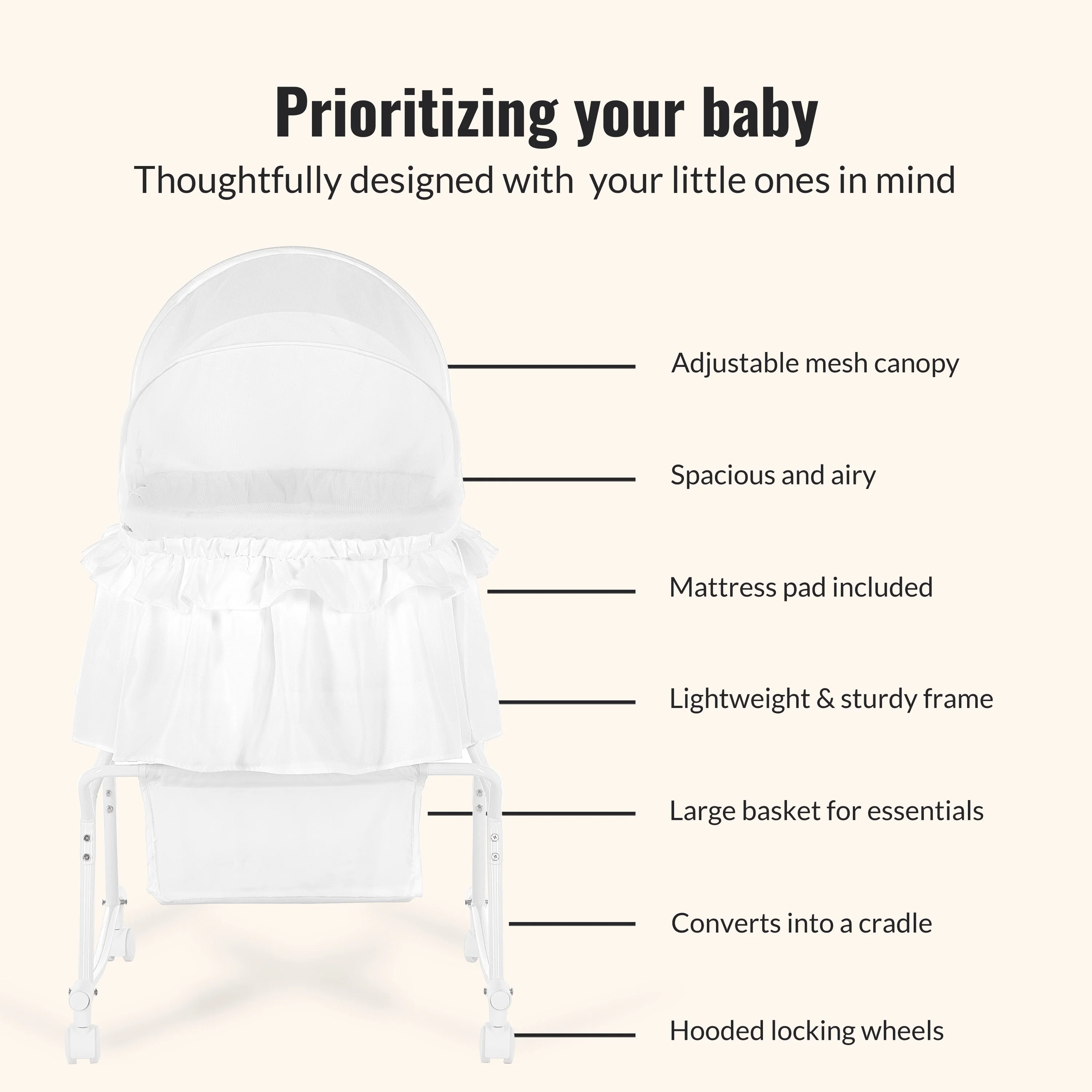 Dream On Me Lacy Portable 2-In-1 Bassinet - Image 29
