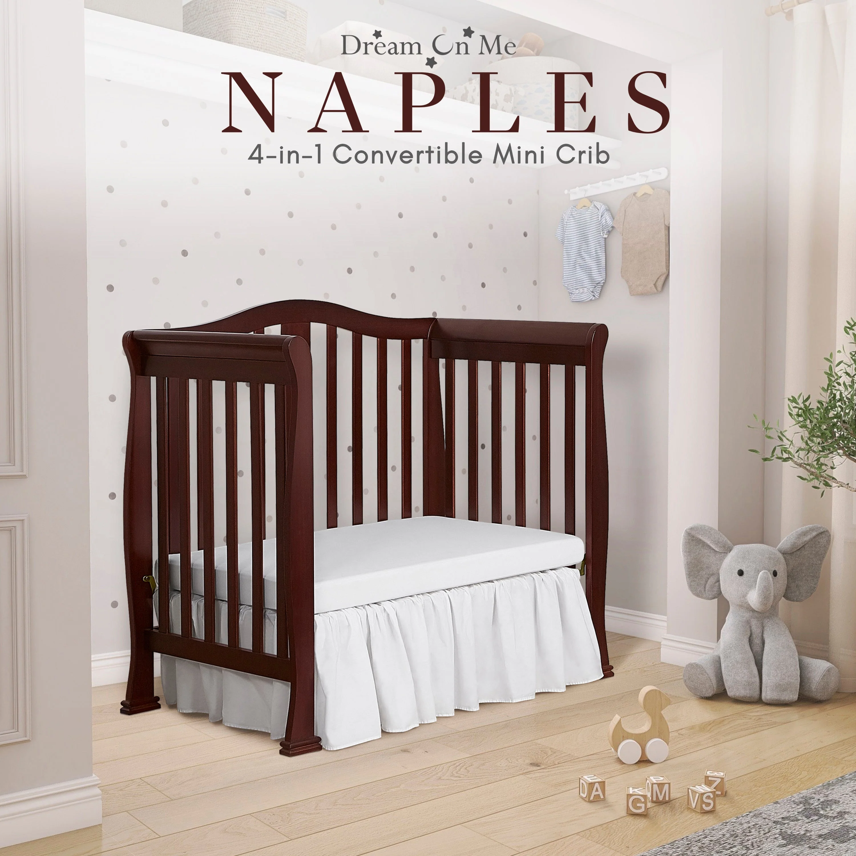 Dream On Me Naples 4-in-1 Convertible Mini Crib - Image 18