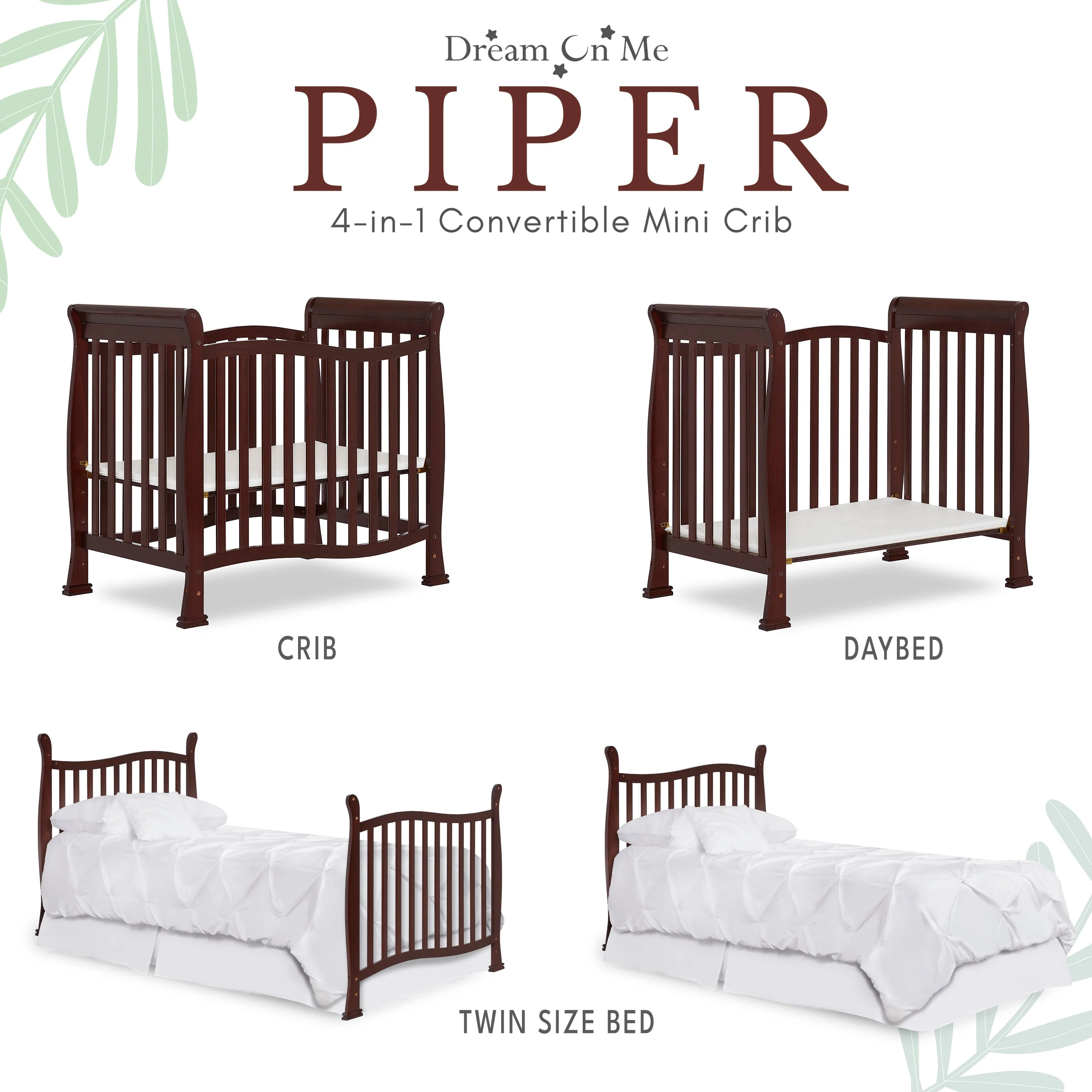 Dream On Me Piper 4-in-1 Convertible Mini Crib - Image 6