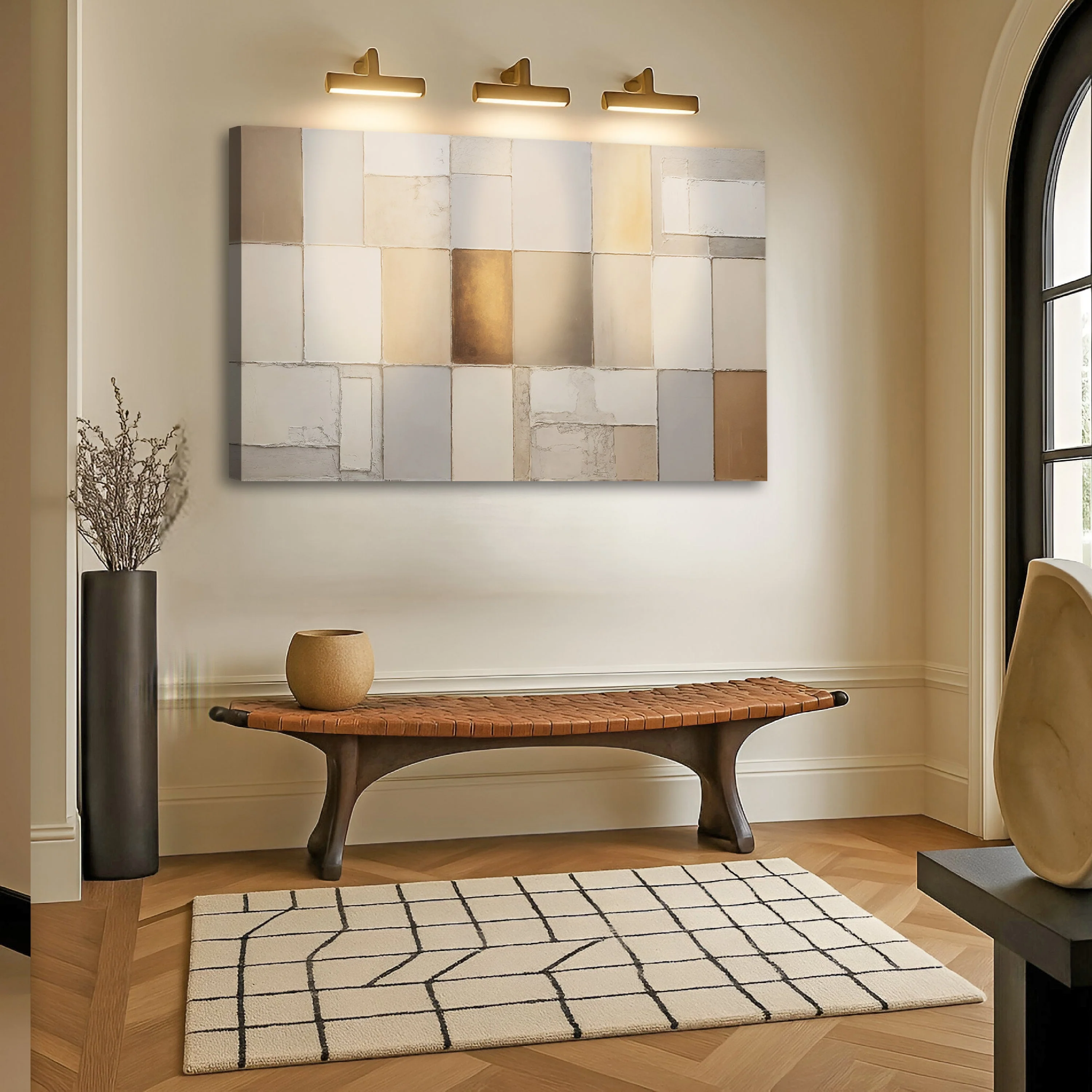 Earth Tones Patchwork Geometric Wall Art - Image 2