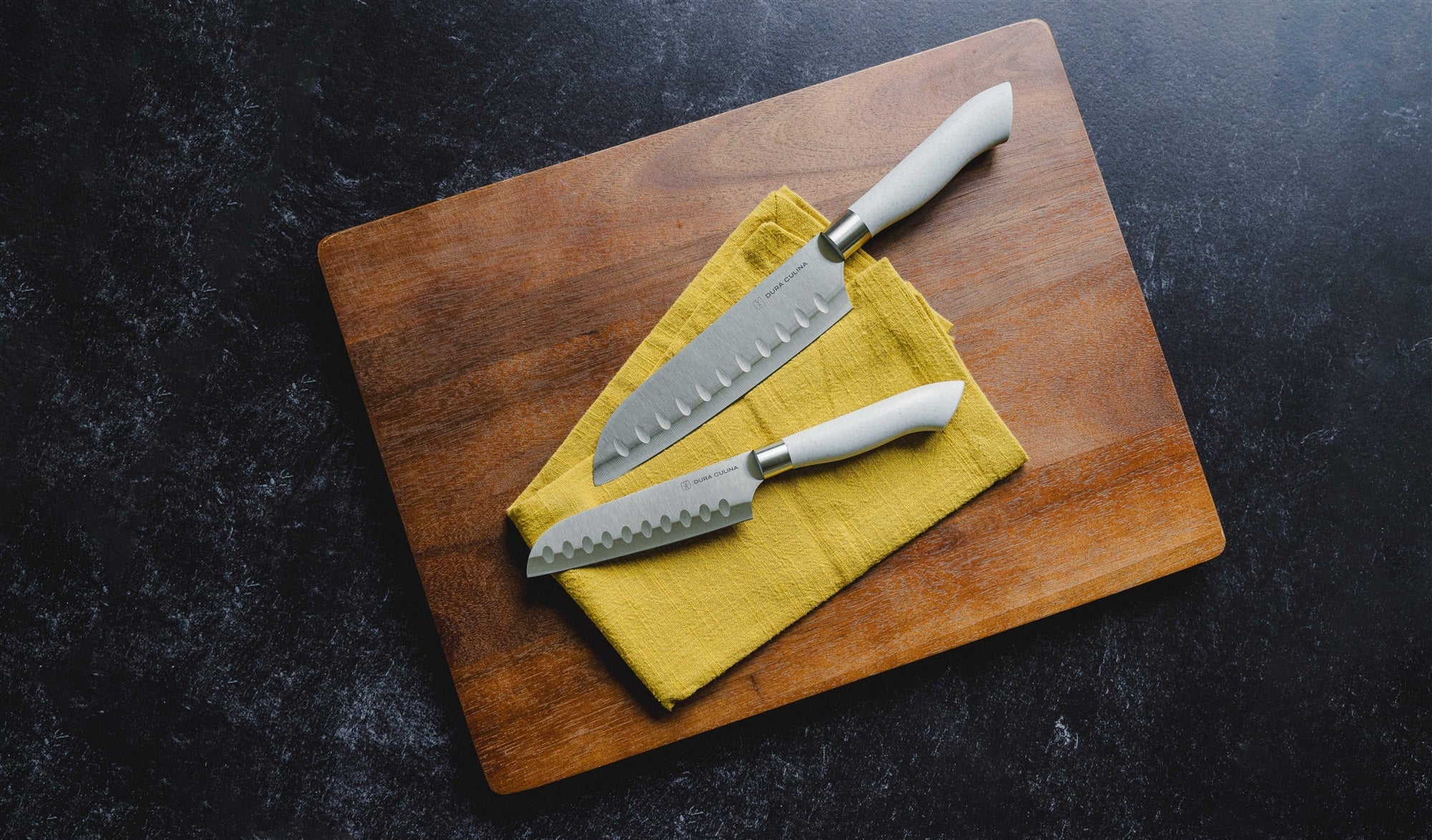 EcoCut 2 Piece Santoku Knife Set With Blade Guards, Grey - Image 3