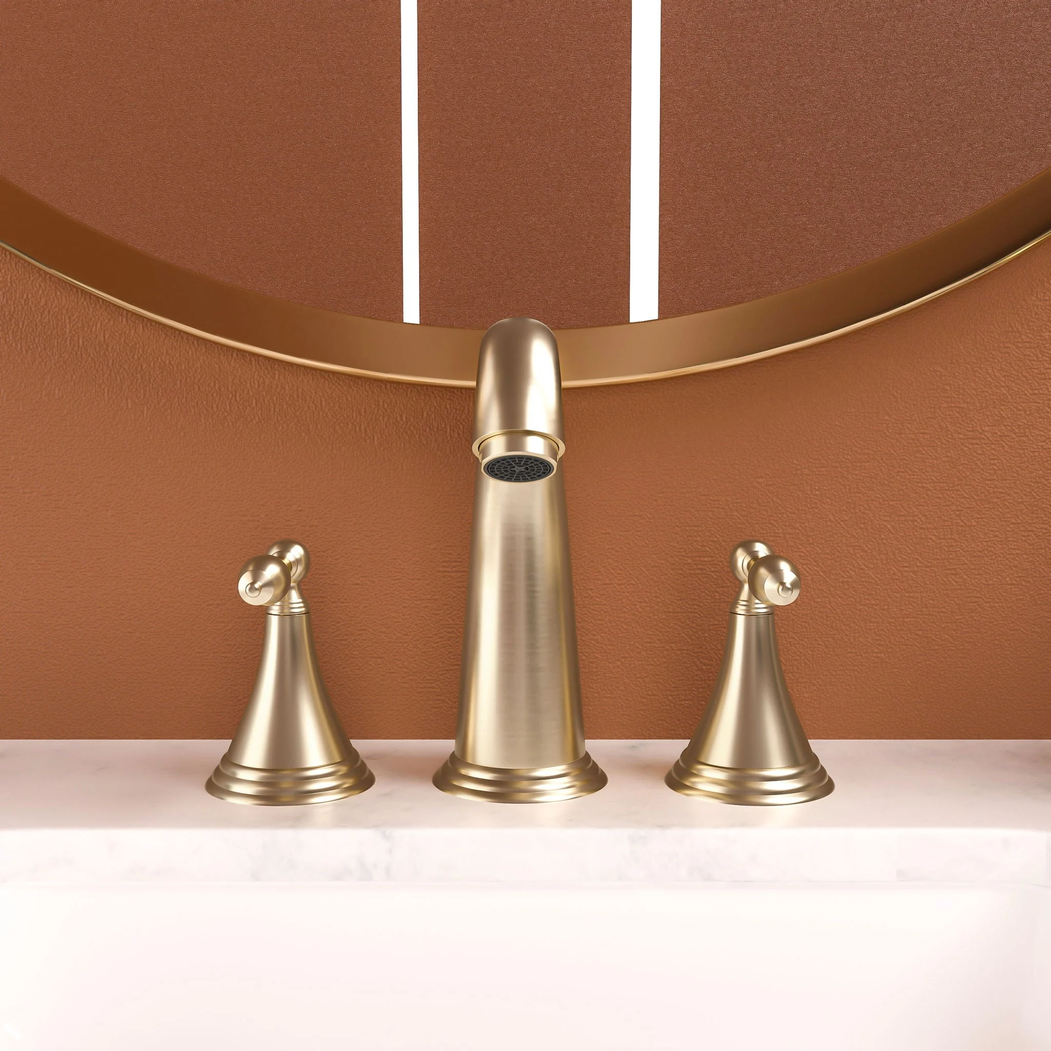 Elegant 2 Handle Widespread Bathroom Faucet With Pop Up Drain & Water Supply Lines - Image 10
