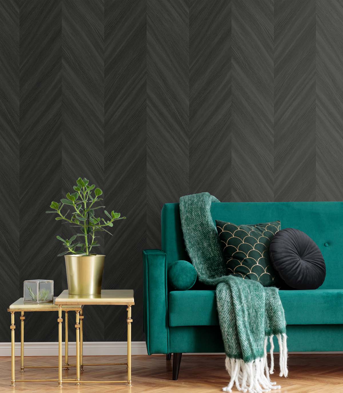 Even More Textures Faux Chevron Wood Embossed Vinyl Unpasted Wallpaper - Image 24