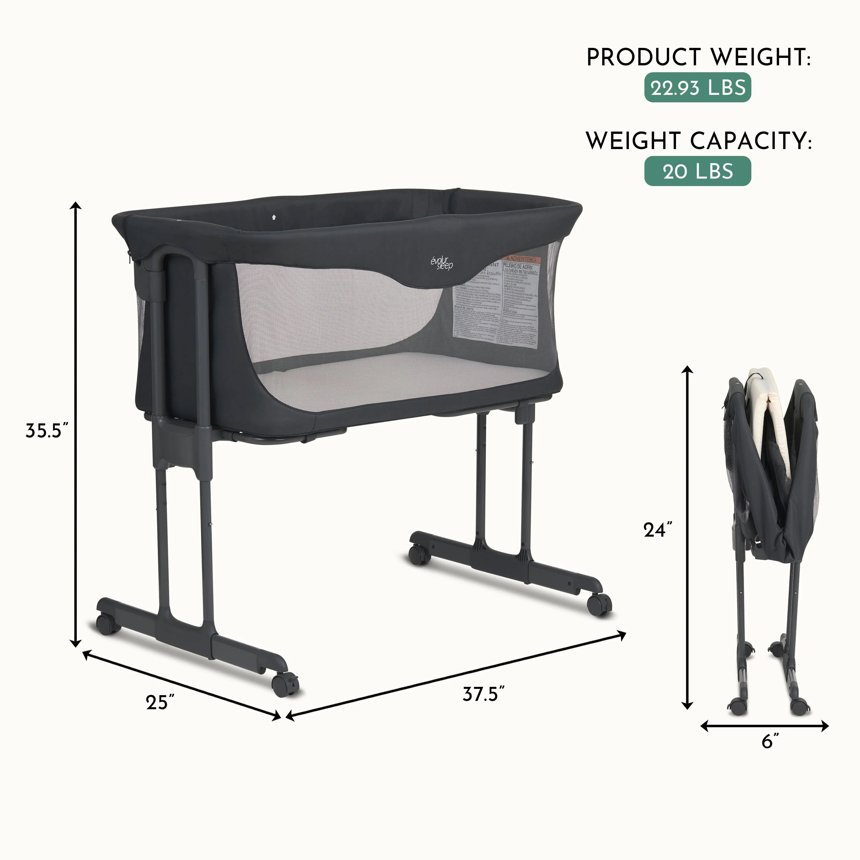 Evolur Kinsley Quickfold Portable Bassinet - Image 3