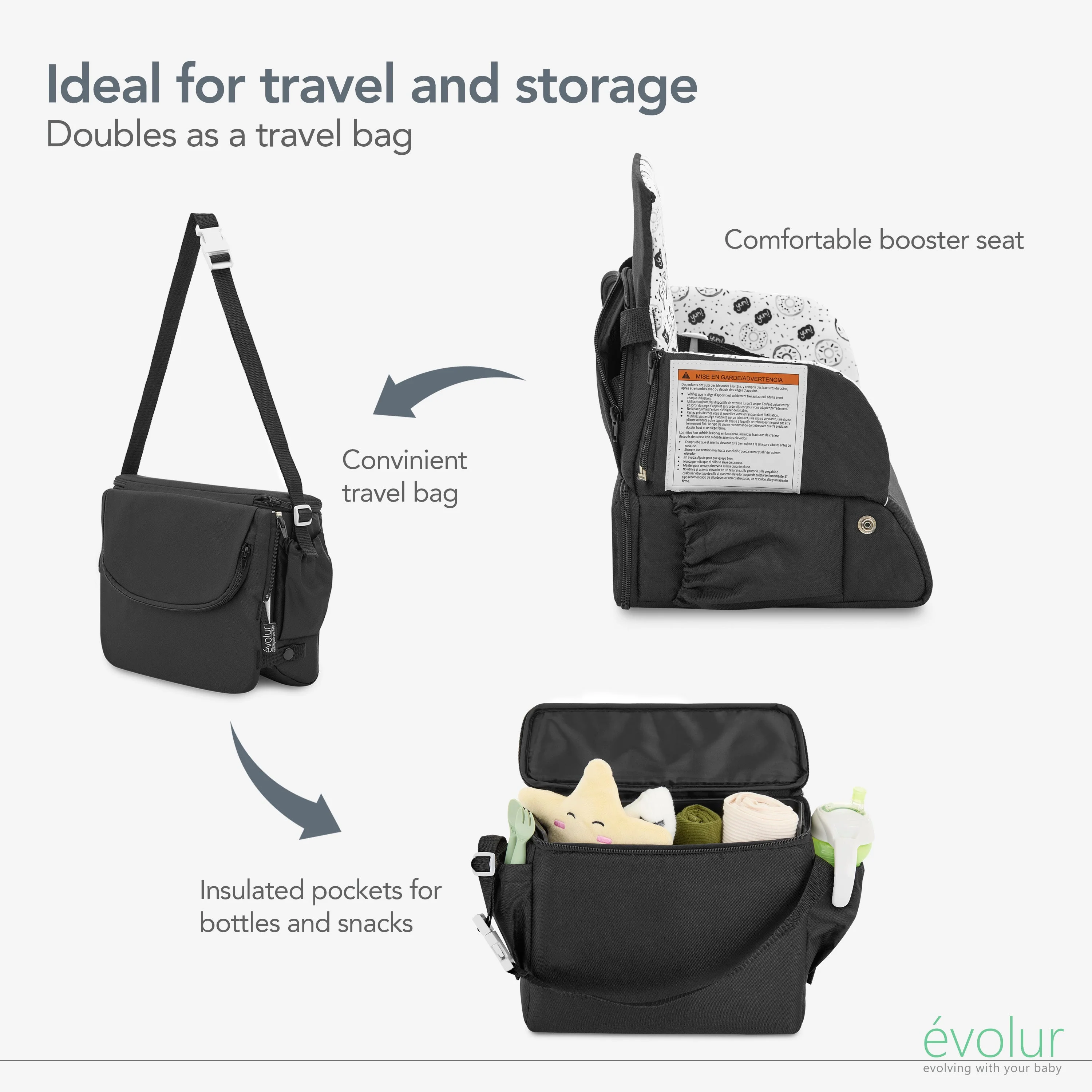 Evolur Snug Packsack 2-in-1 Portable Booster Seat and Travel Bag - Image 5