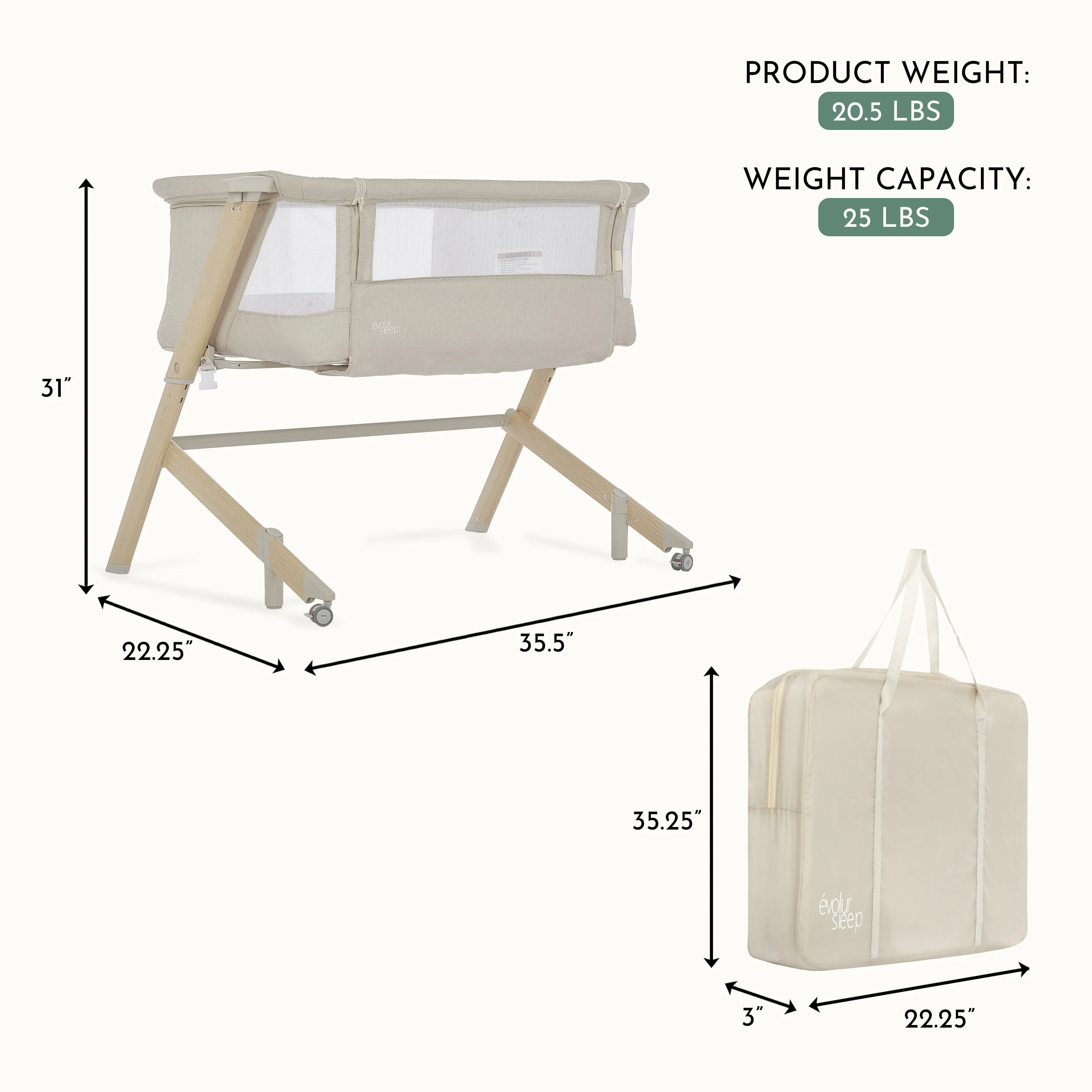 Evolur Stellar Bassinet and Bed side sleeper - Image 3