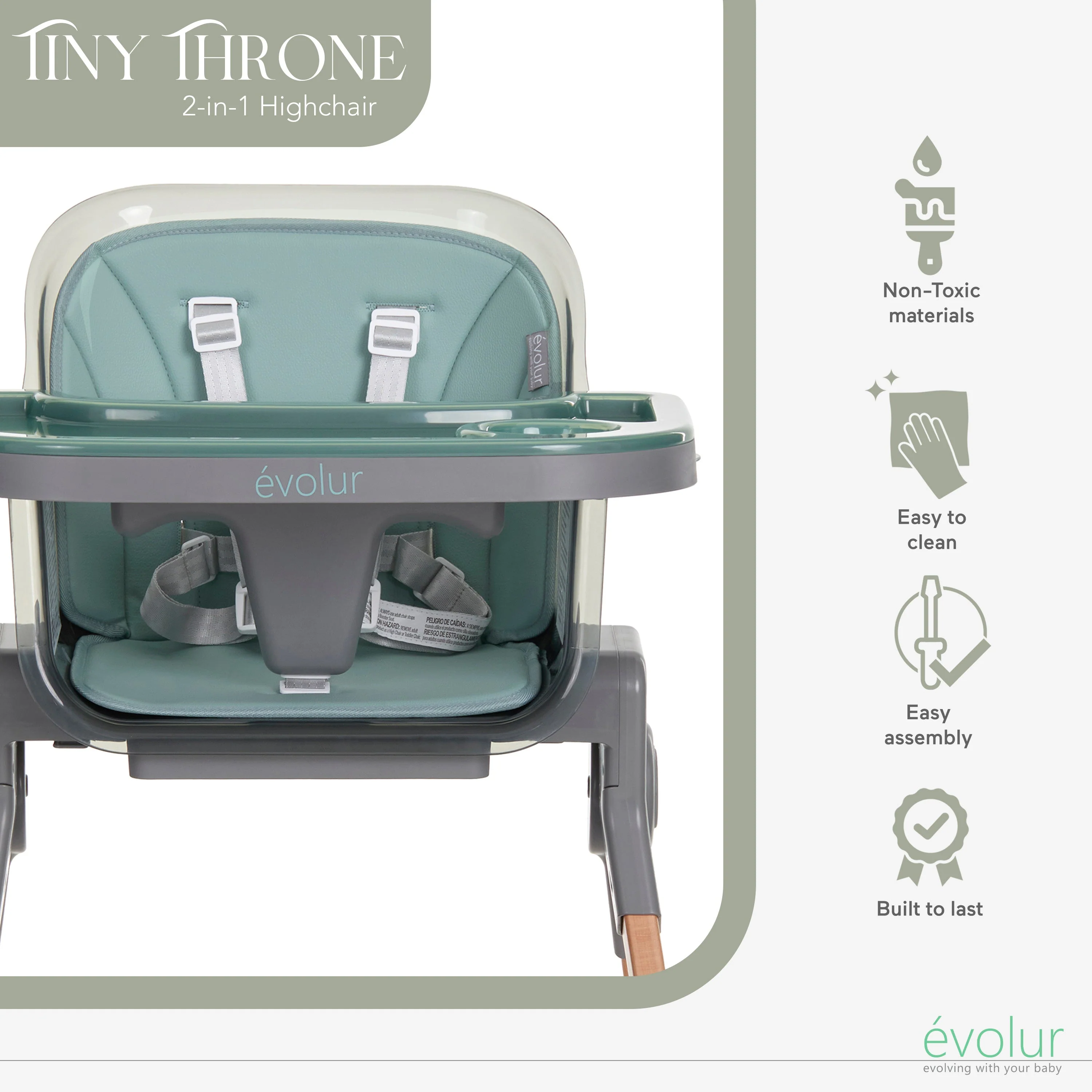 Evolur TinyThrone 2-in-1 Highchair - Image 10