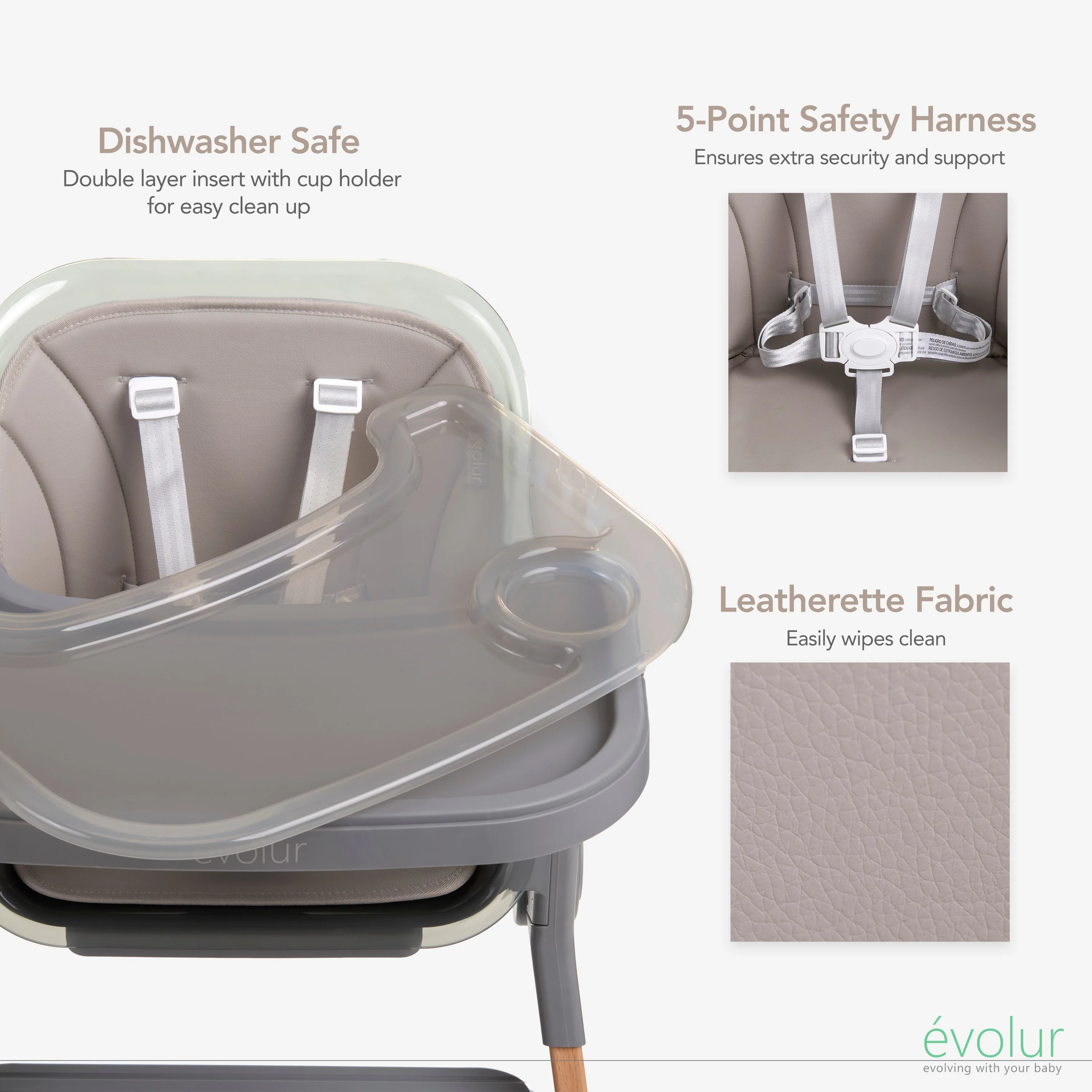 Evolur TinyThrone 2-in-1 Highchair - Image 5