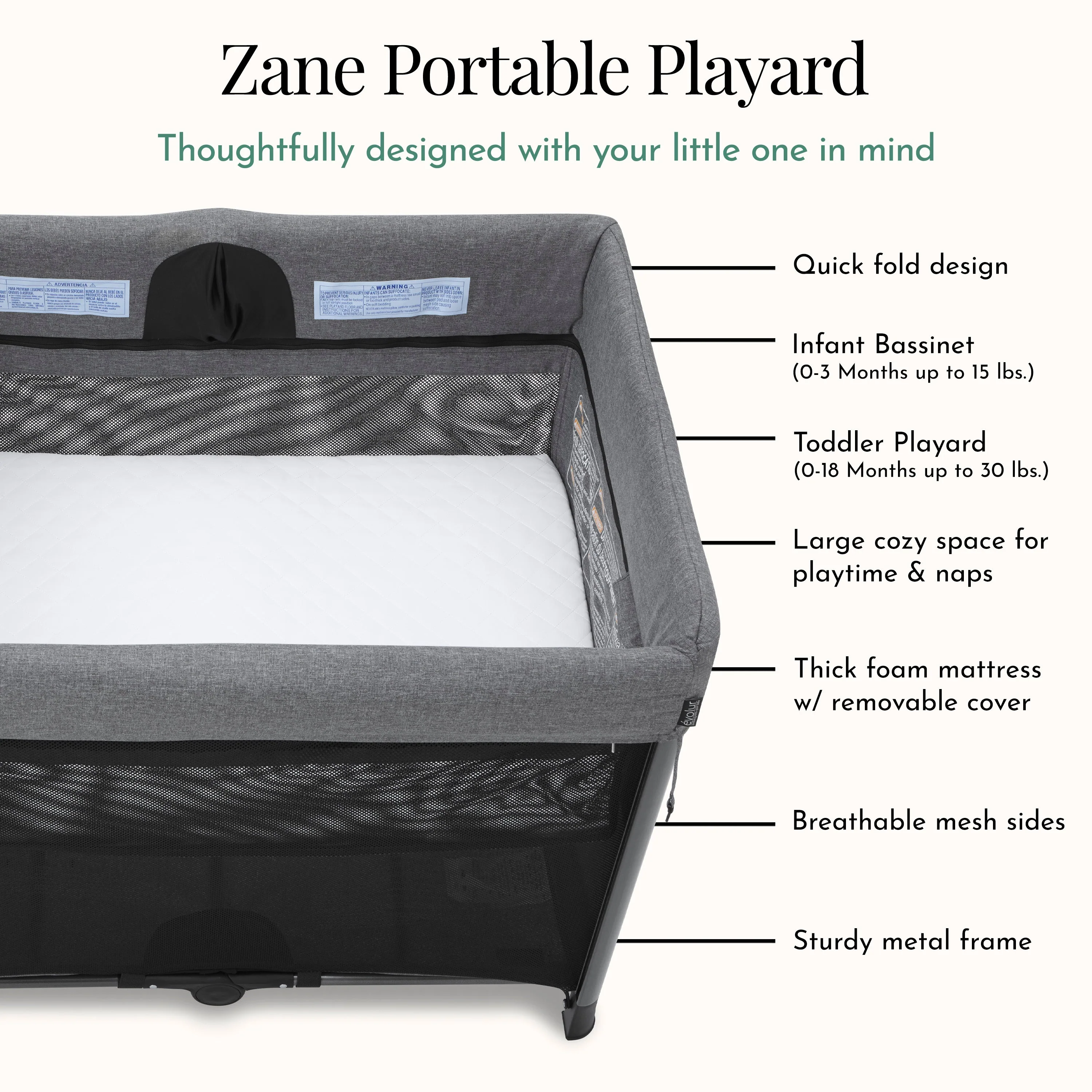 Evolur Zane Portable On The Go Instant Fold Baby Playard - Image 13