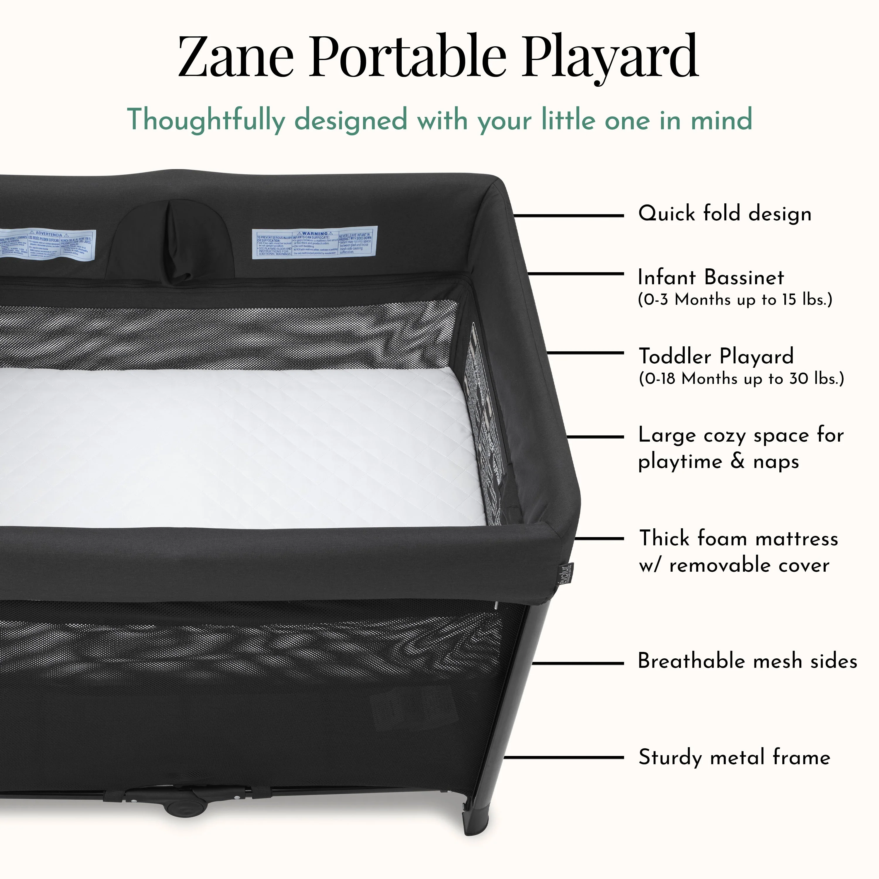 Evolur Zane Portable On The Go Instant Fold Baby Playard - Image 6