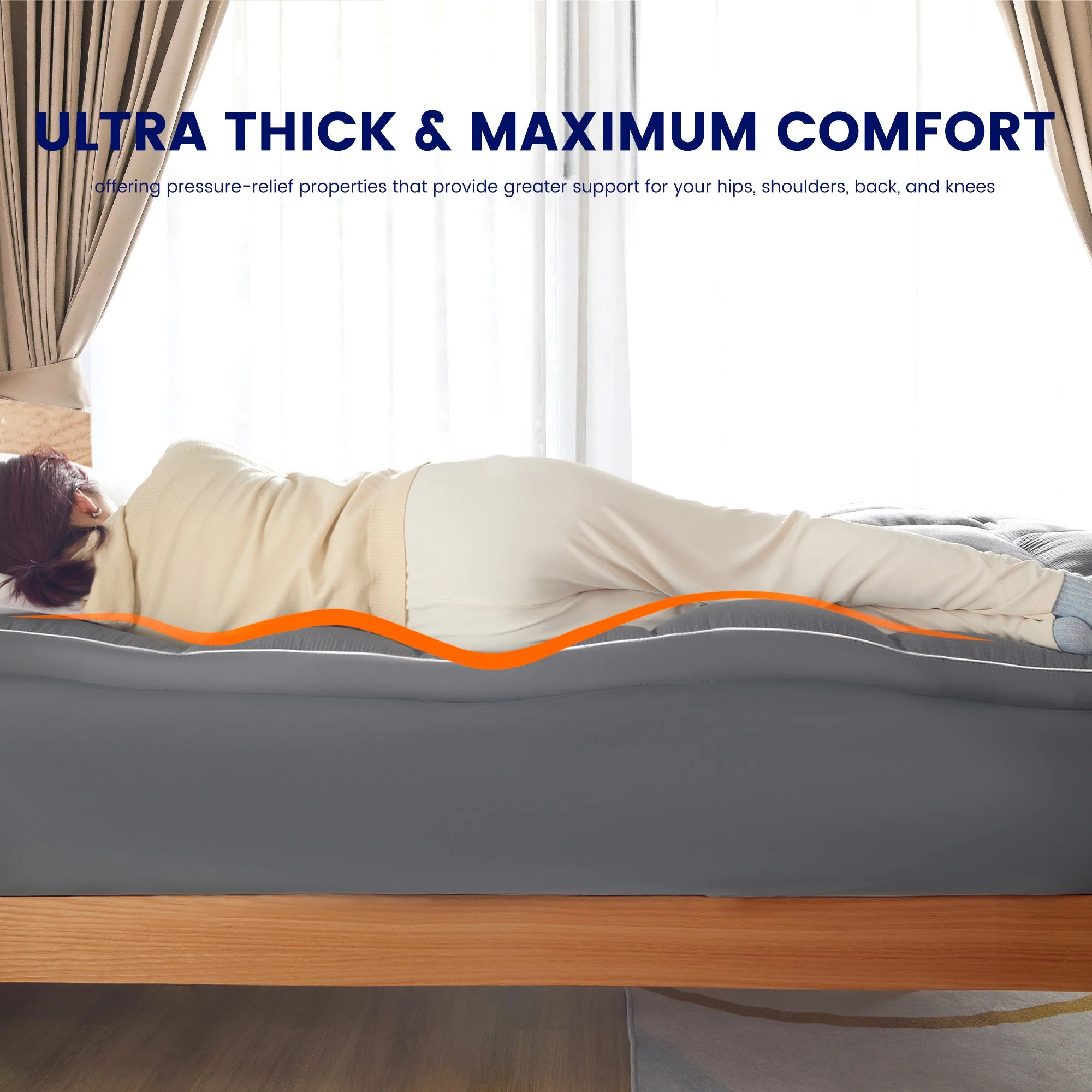 Extra Fluffy Mattress Pad Deep Pockets - Grey - Image 3