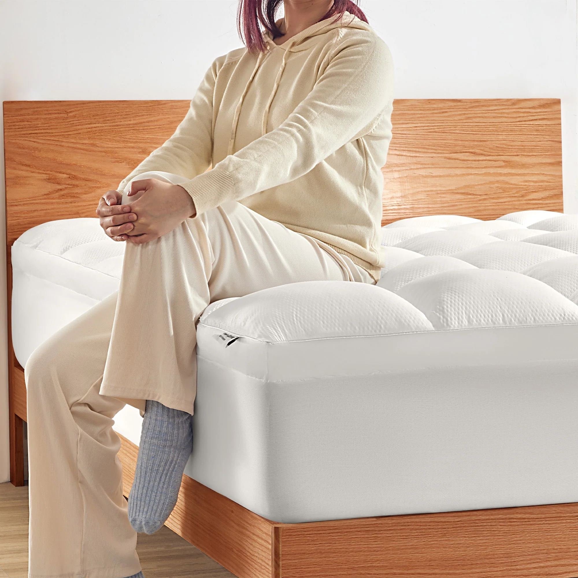 Extra Fluffy Mattress Pad Deep Pockets - White - Image 8