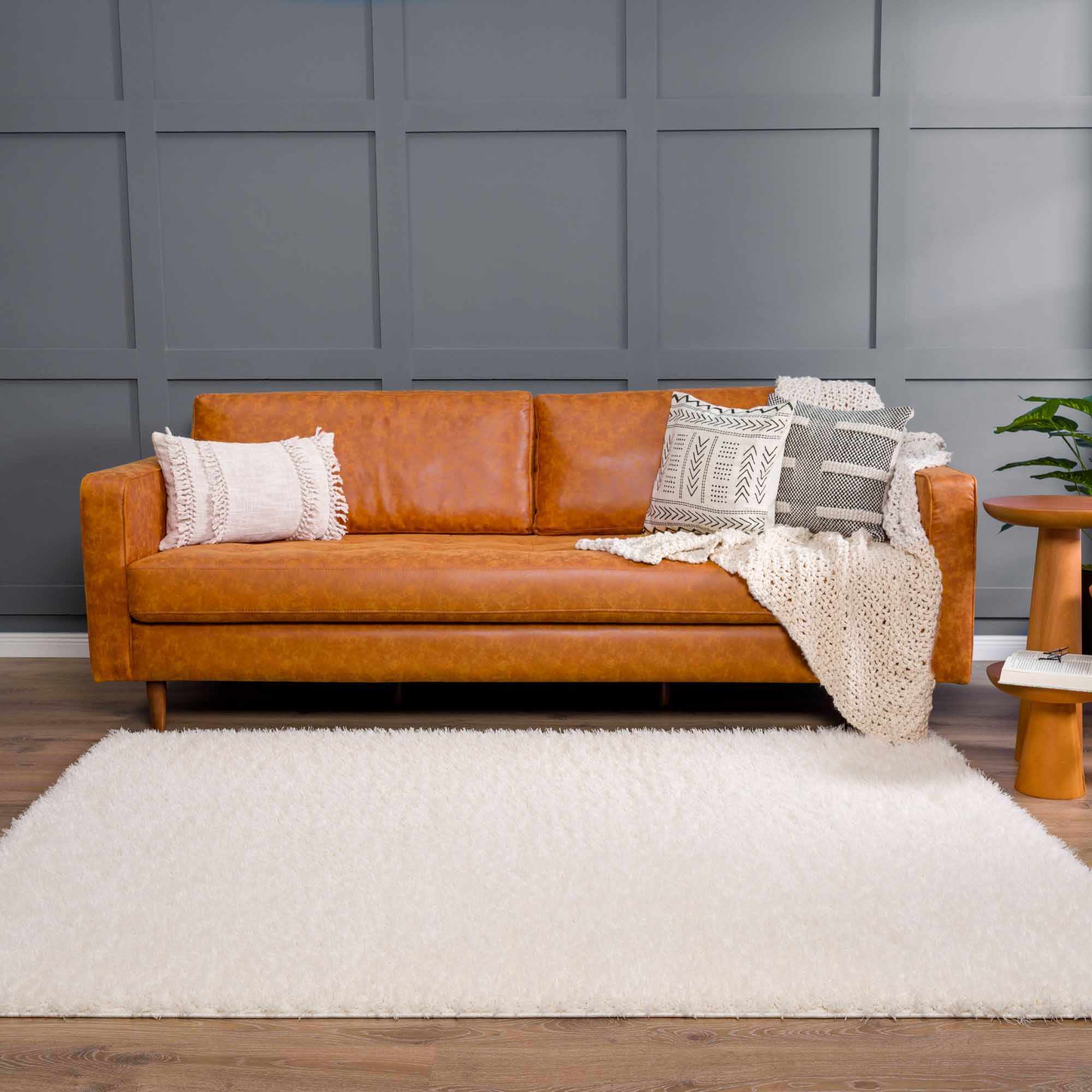 Faina Solid Cream Shag Washable Area Rug - Image 13