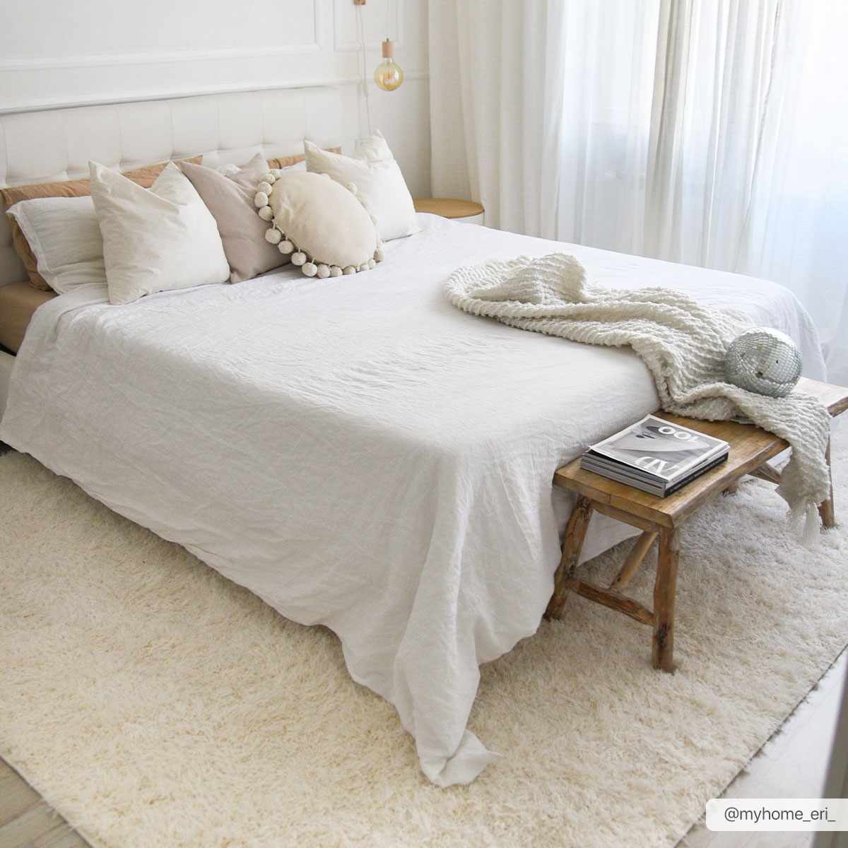 Faina Solid Cream Shag Washable Area Rug - Image 5