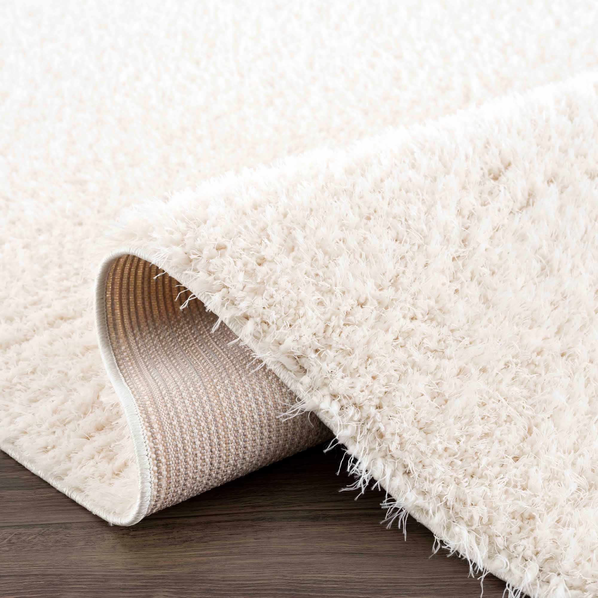 Faina Solid Cream Shag Washable Area Rug - Image 8