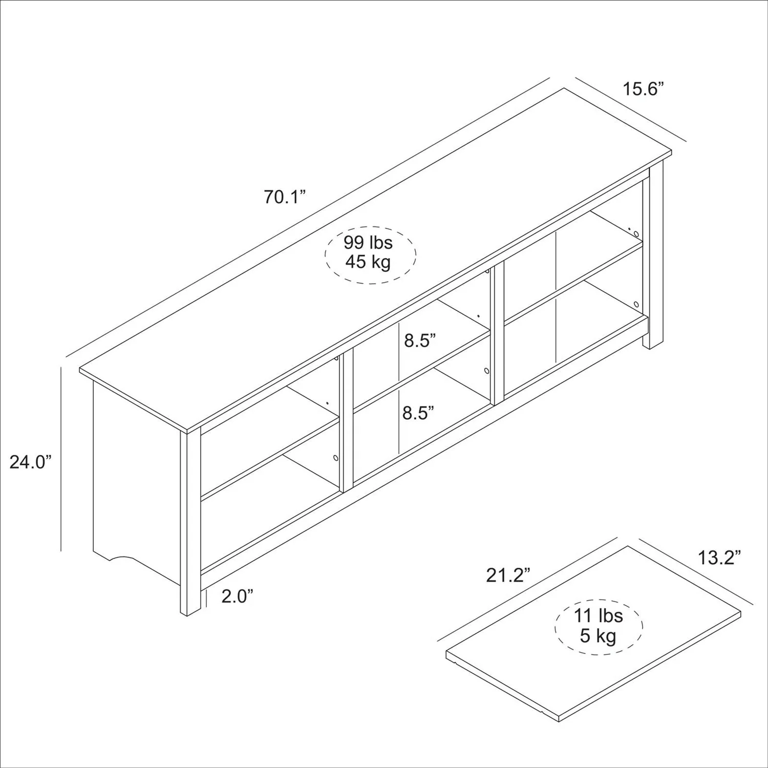 Farmhouse TV Stand in Light Travertine Wood Finish - Image 5