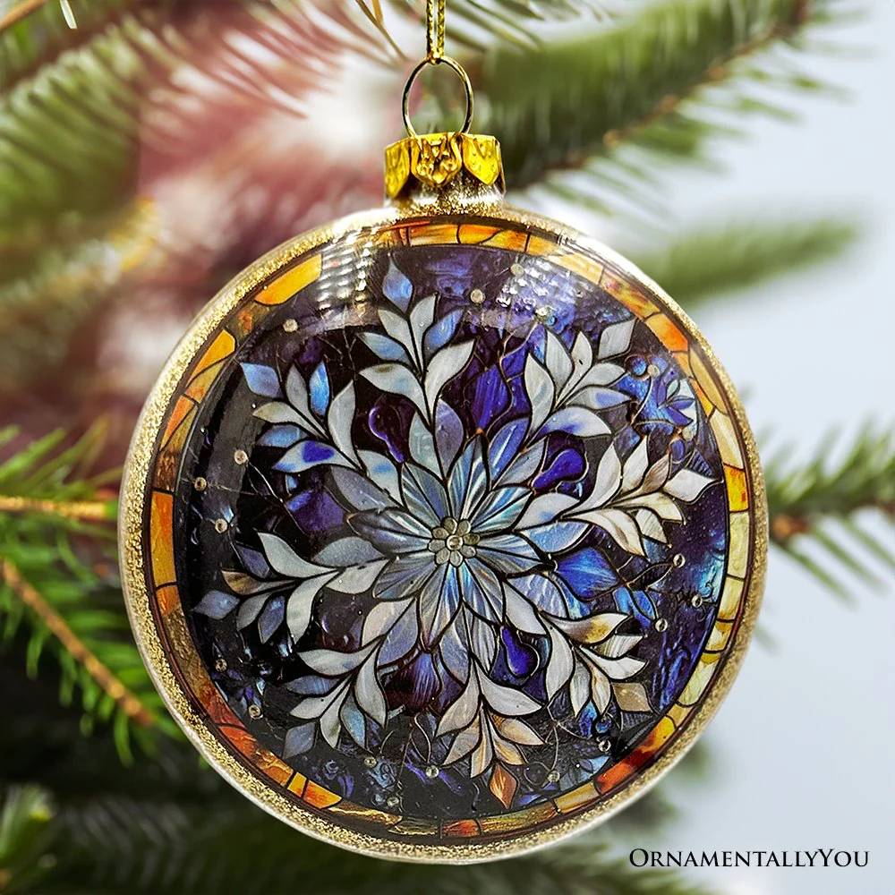 Festive Snowman Stained Glass Christmas Ornament by OrnamentallyYou - Image 2