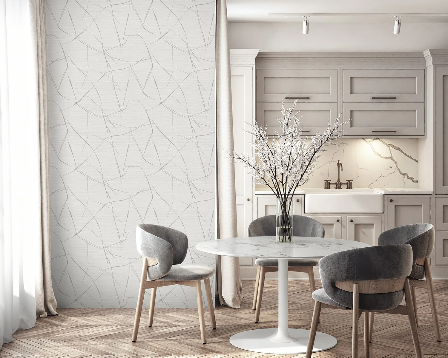 Fibers and Threads Davenport Sketch Abstract Embossed Vinyl Unpasted Wallpaper - Image 15